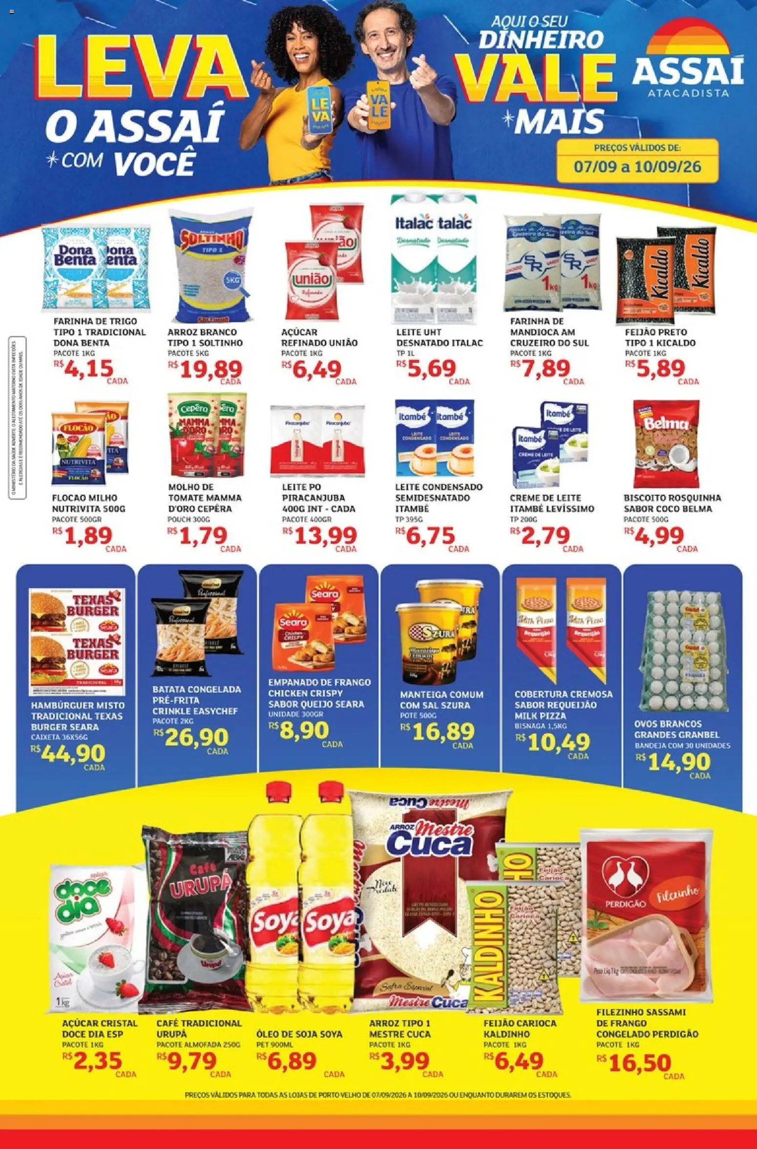 Assaí Atacadista Folheto - válido de 07/09/2026 | Página: 1 | Produtos: Feijão, Farinha, Ovos, Sal