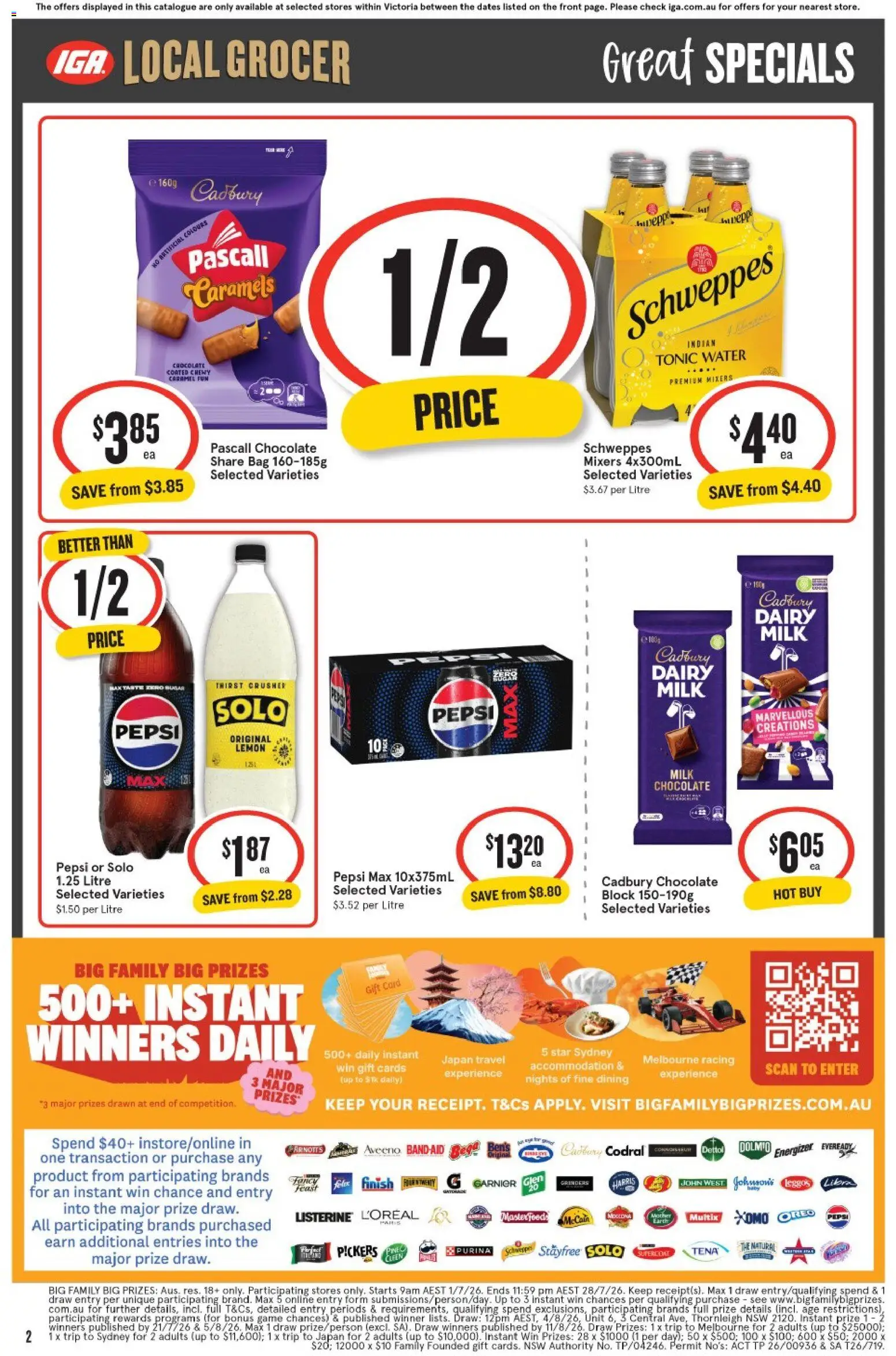 IGA catalogue - valid from 08/07/2026 | Page: 3 | Products: Milk, Chocolate, Water, Pepsi Max
