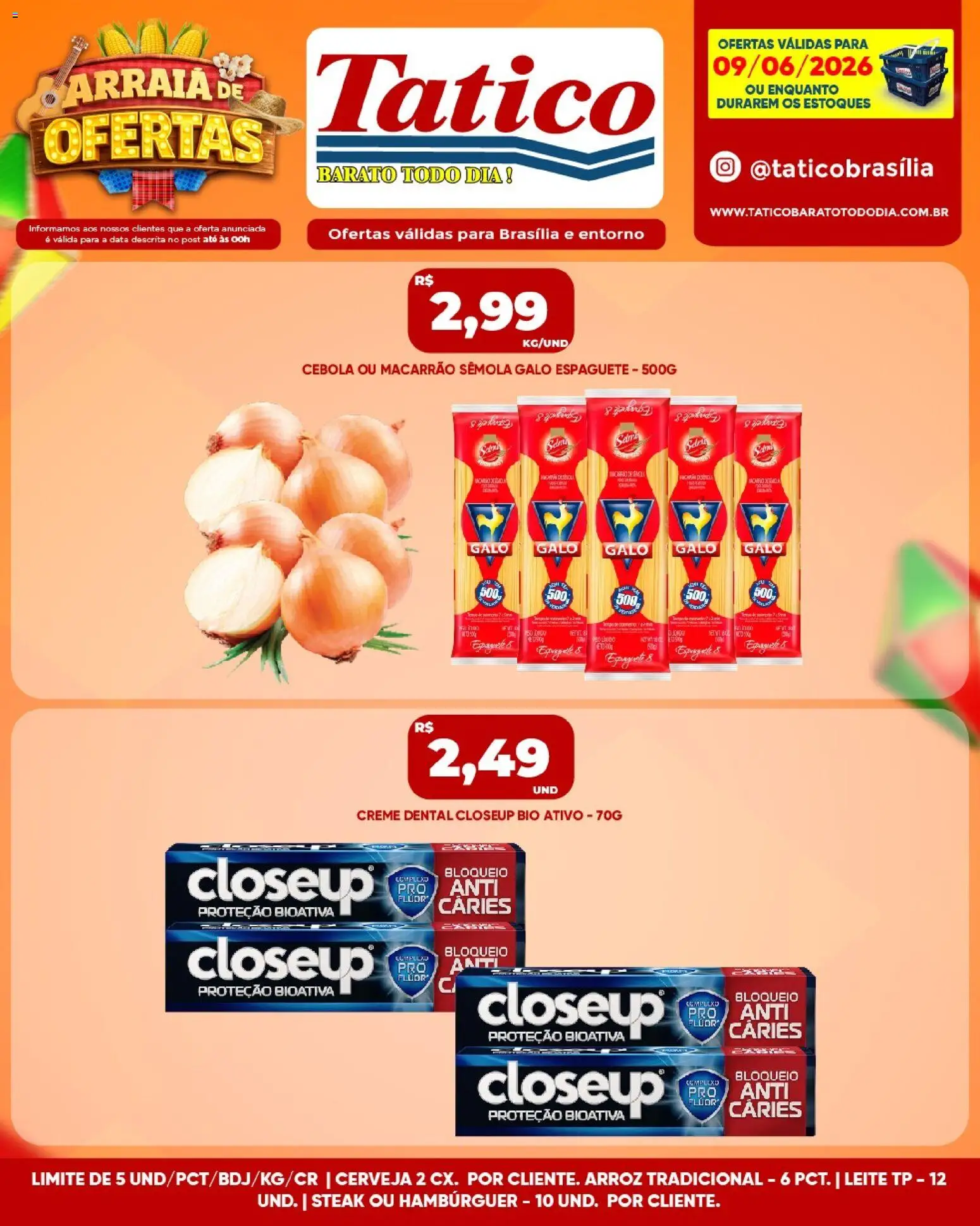 Tatico Folheto - válido de 10.06.2026 | Página: 22 | Produtos: Espaguete, Cebola, Arroz, Creme dental