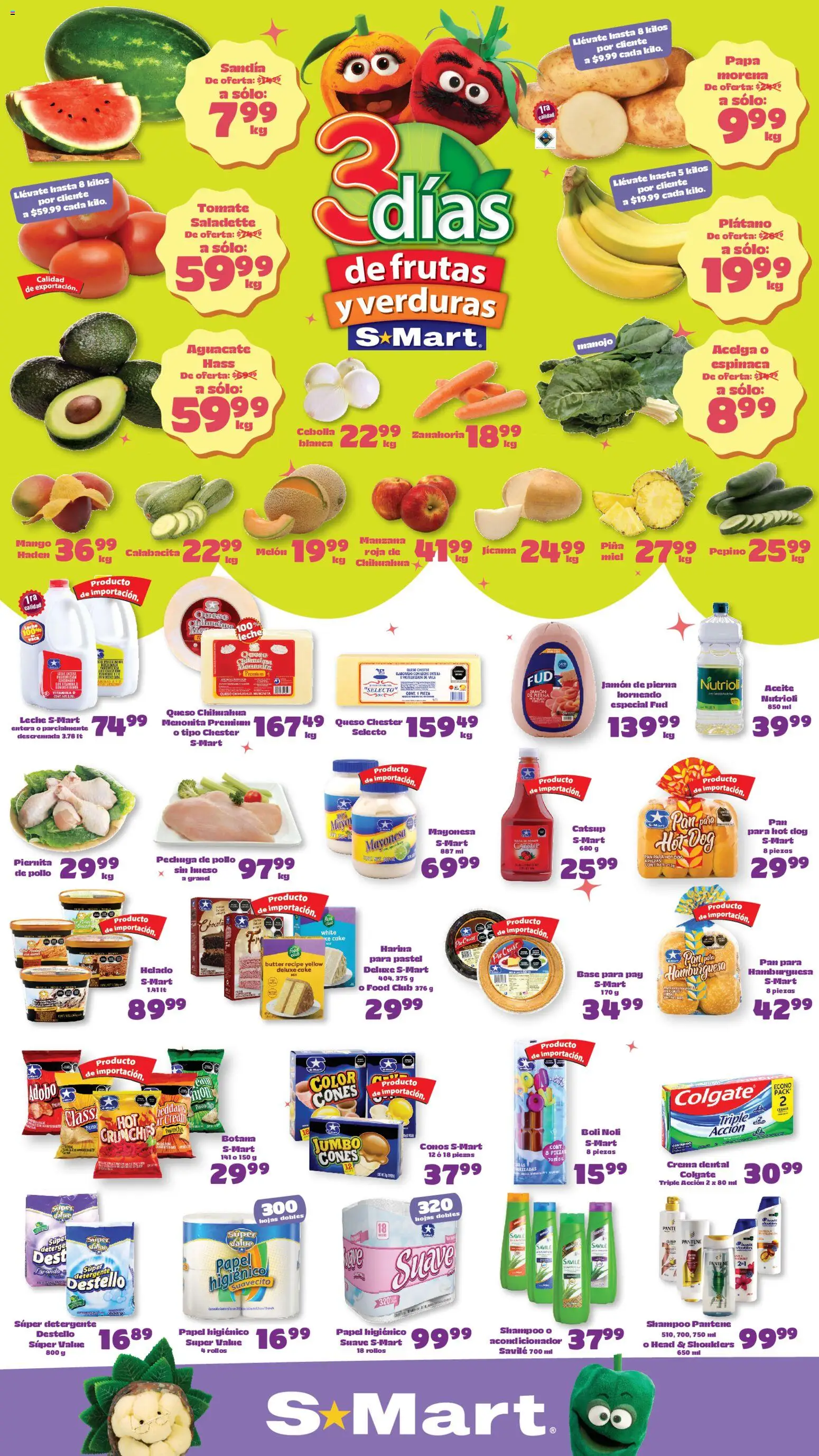 Nuevas ofertas de S-Mart válidas en toda la República Mexicana desde el 05.05.2026. ¡Encuentra las mejores ofertas en S-Mart folleto Nuevo Laredo! | Página: 1 | Productos: Cebolla, Tomate, Jamón, Piña