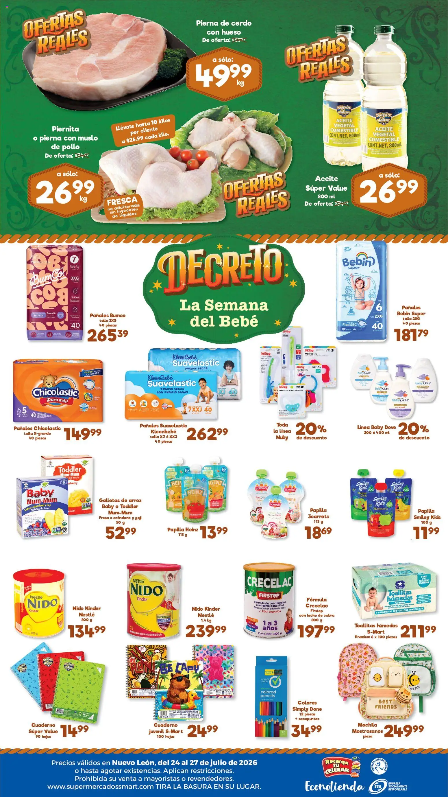 Nuevas ofertas de S-Mart válidas en toda la República Mexicana desde el 24/07/2026. ¡Encuentra las mejores ofertas en S-Mart folleto Ofertas de feria Monterrey! | Página: 2 | Productos: Fresa, Pera, Aceite, Arroz