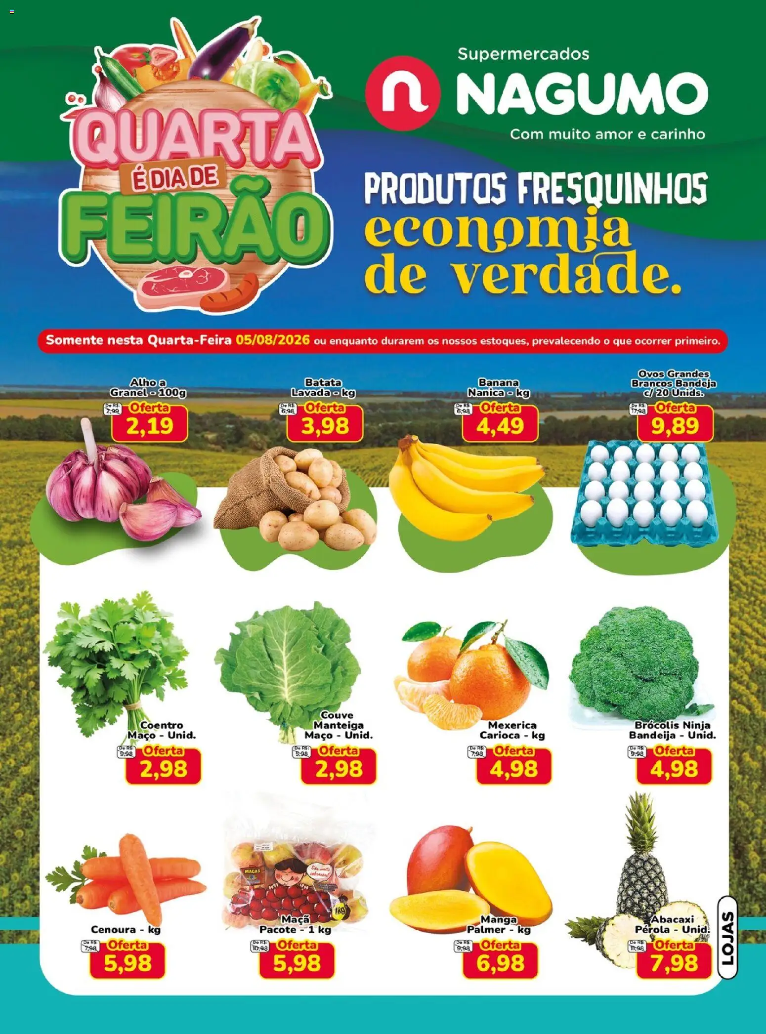 Nagumo Folheto - válido de 05/08/2026 | Página: 1 | Produtos: Maçãs, Bandeja, Batata, Couve