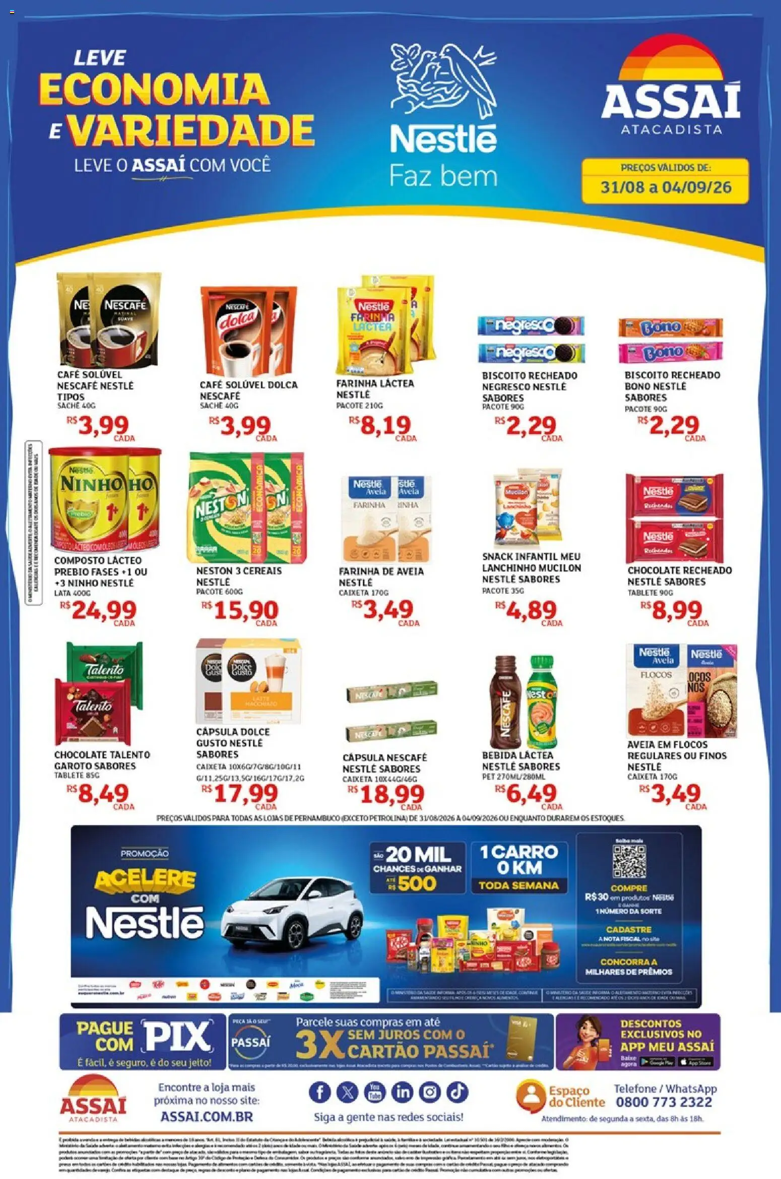 Assaí Atacadista Folheto - válido de 31/08/2026 | Página: 1 | Produtos: Farinha, Bebida, Aveia, Avelã