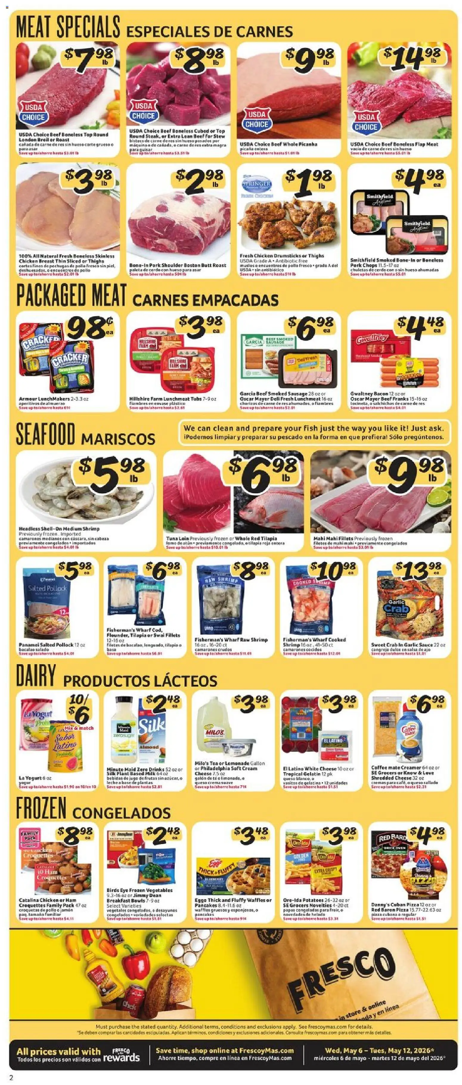 Fresco y Más Weekly Ad - valid from 06.05.2026 | Page: 5 | Products: Milk, Cream, Sauce, Seafood