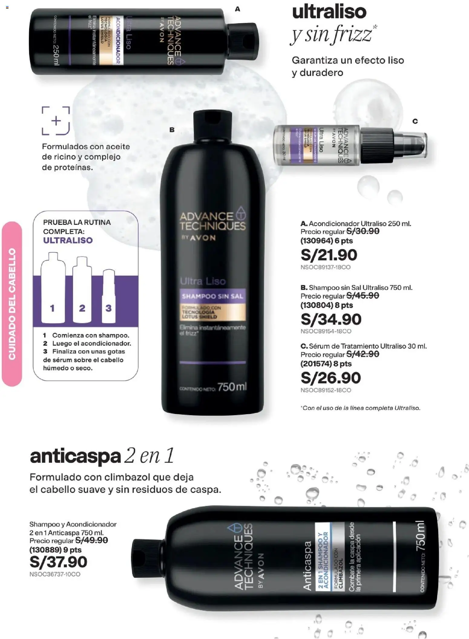 Catálogo Avon válido desde 15/09/2026 | Página: 165 | Productos: Shampoo, Acondicionador, Sal, Aceite