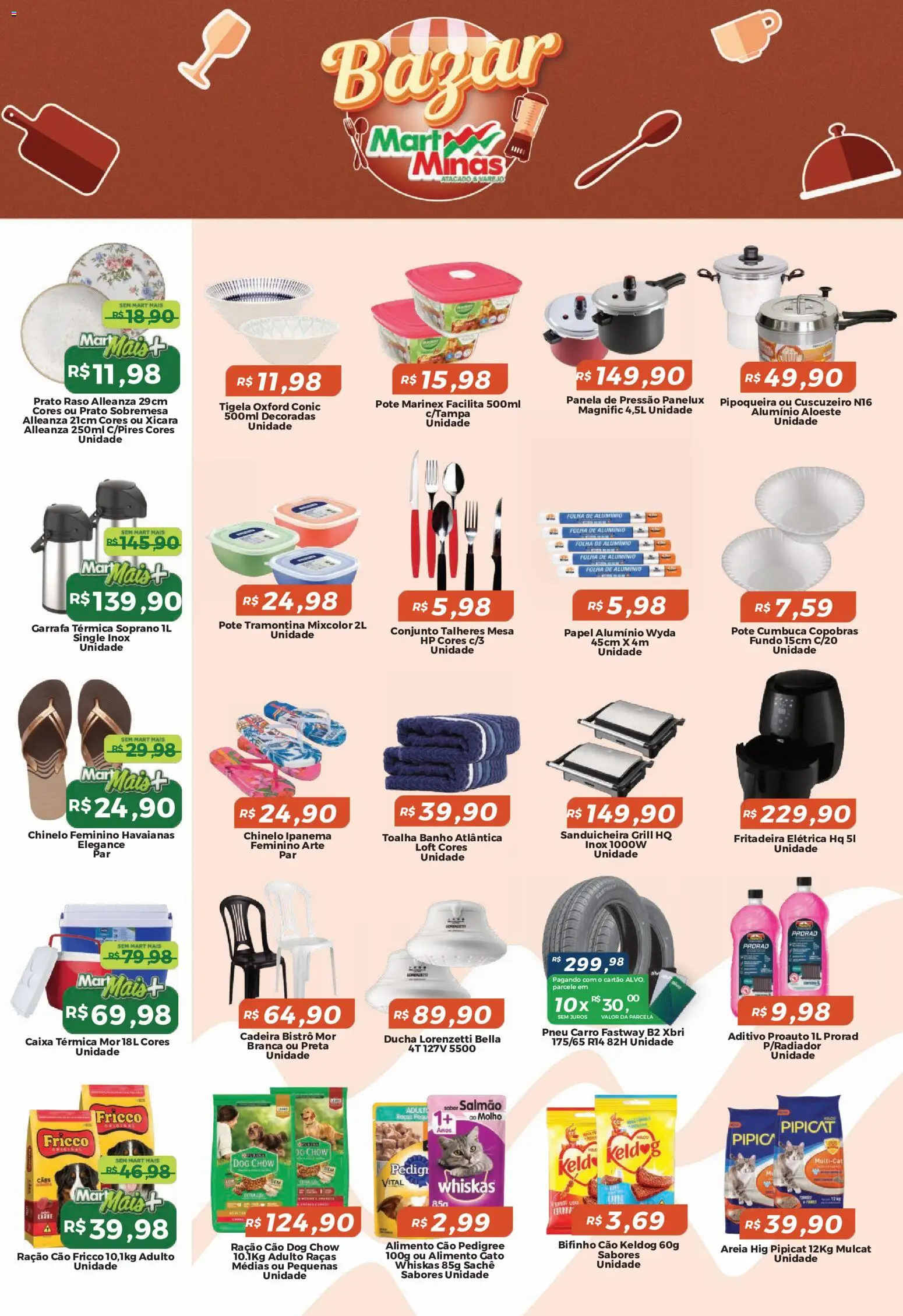 Mart Minas Folheto - válido de 28.05.2026 | Página: 7 | Produtos: Pneu, Talheres, Pipoqueira, Panela de pressão