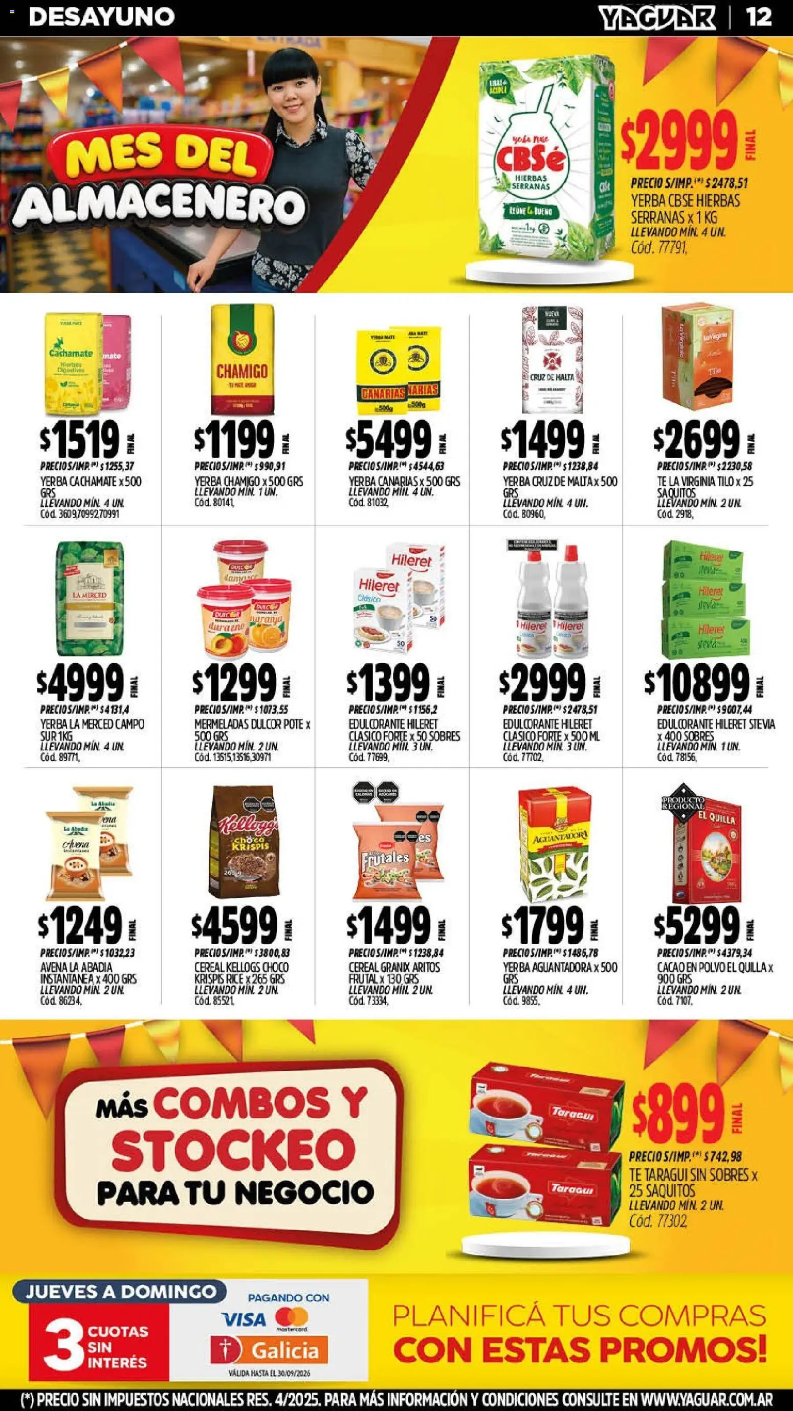 Yaguar - Oferta Semanal Santa Fé │ válido desde el 14/09/2026 | Página: 13 | Productos: Yerba, Edulcorante, Té, Cacao