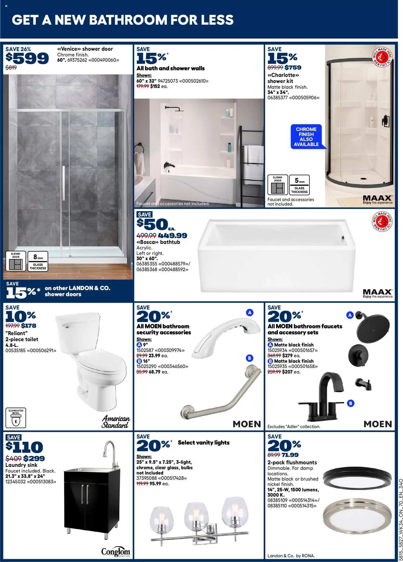 Rona flyer valid from Sep 17, 2026 | Page: 6 | Products: Sliding door, Bath, Shower, Door