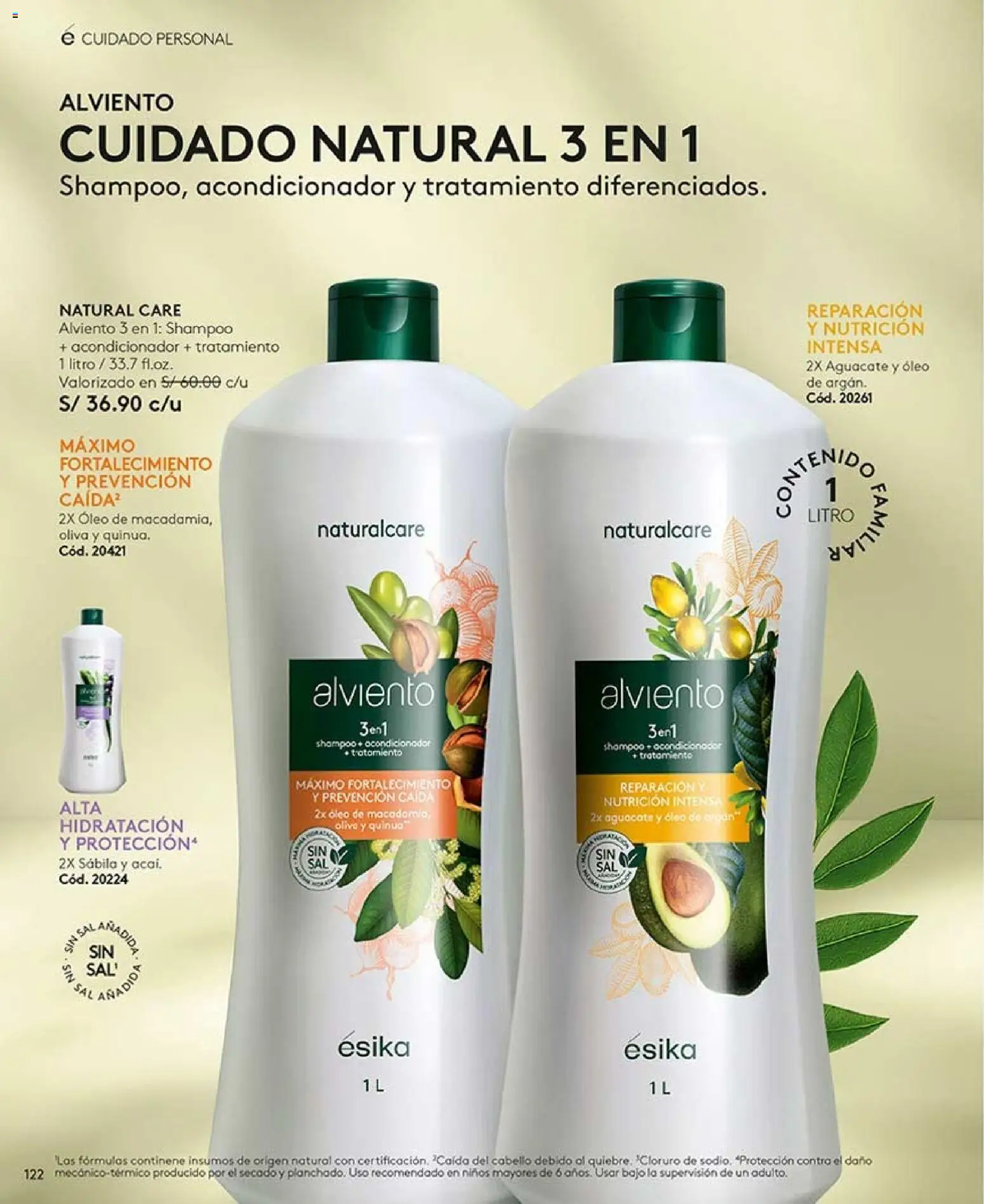 Catálogo Ésika válido desde 02/08/2026 | Página: 134 | Productos: Acondicionador, Aguacate, Sal, Bajo