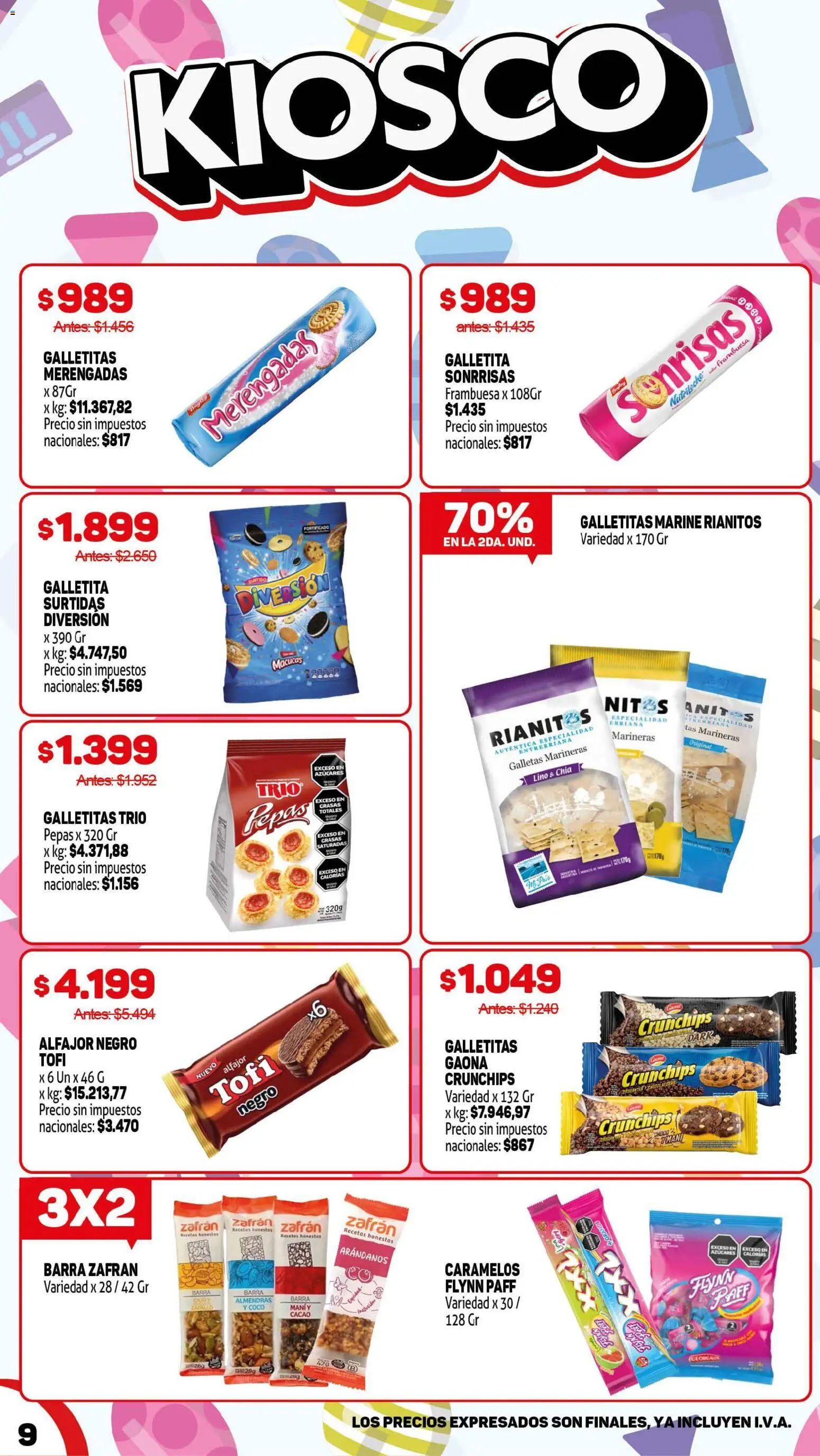 Makro ofertas │ válido desde el 06/08/2026 | Página: 9 | Productos: Almendras, Alfajor, Cacao, Galletas