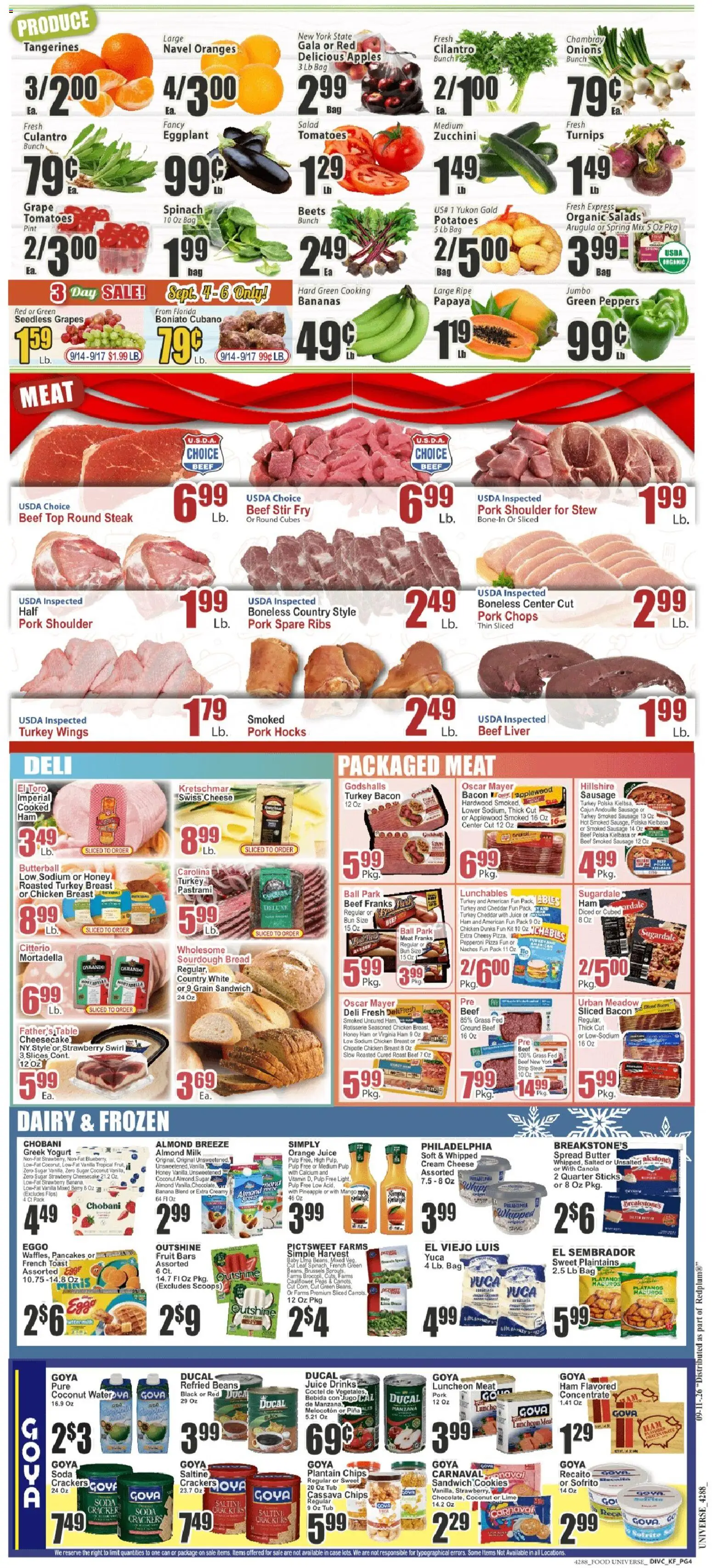 Food Universe Weekly Ad - valid from 09/11/2026 | Page: 4 | Products: Pork shoulder, Zucchini, Potatoes, Cauliflower