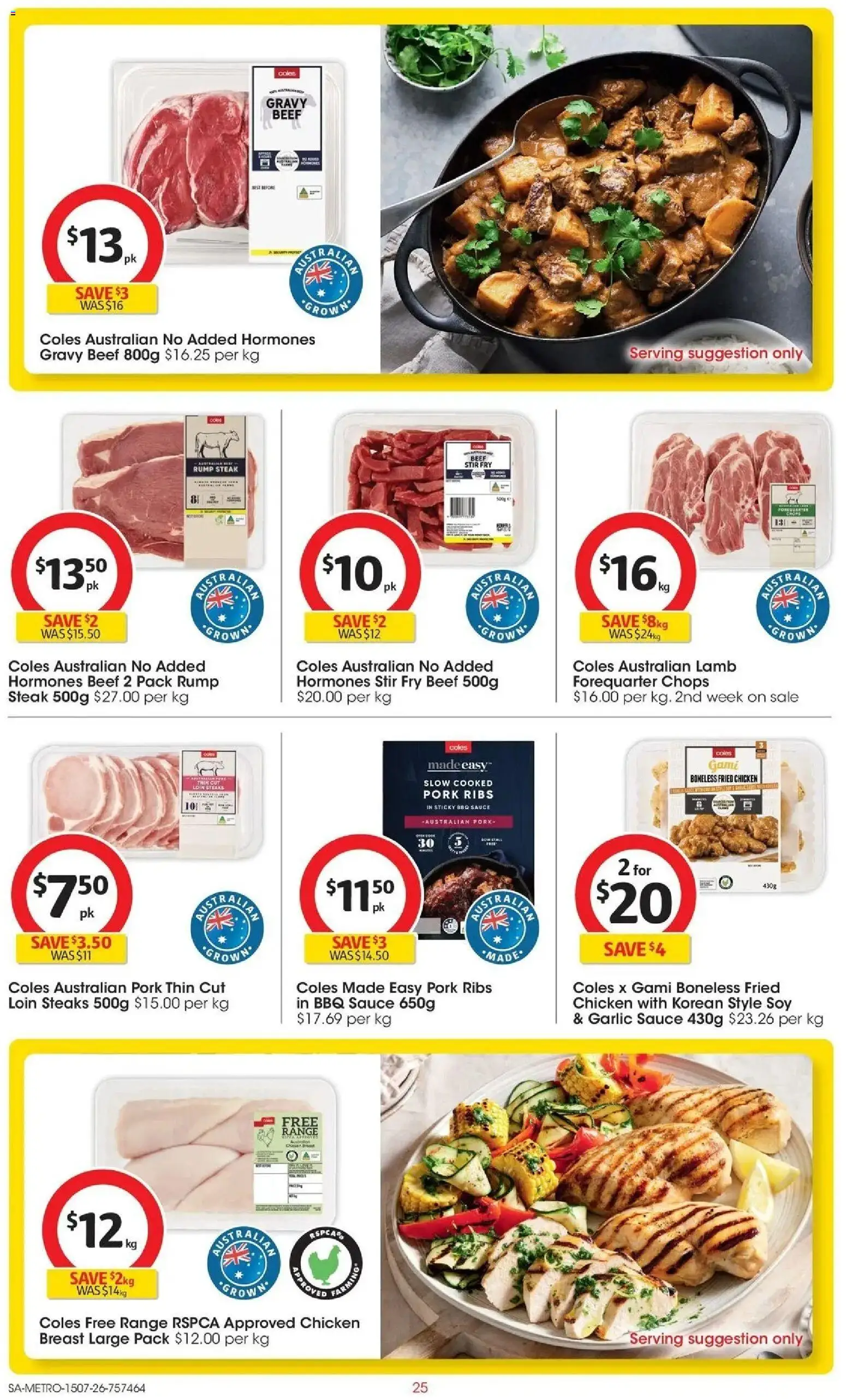Coles catalogue - valid from 15/07/2026 | Page: 25 | Products: BBQ Sauce, Pork, Beef, Rump steak