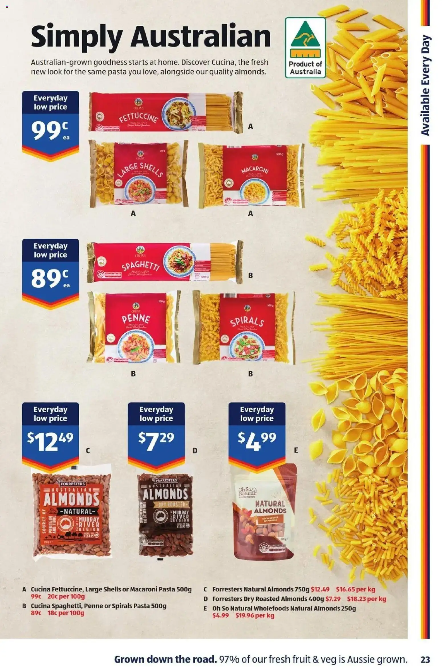 ﻿Aldi catalogue valid from 30/09/2026 > Online Australia | Page: 23 | Products: Roasted almonds, Almonds, Fruit, Spaghetti