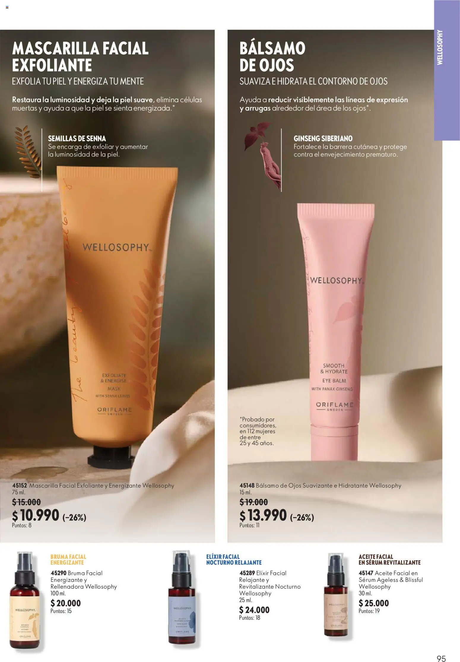 Oriflame Ofertas │ válido desde el 21.08.2026 | Página: 95 | Productos: Bruma facial, Suavizante, Mascarilla, Aceite