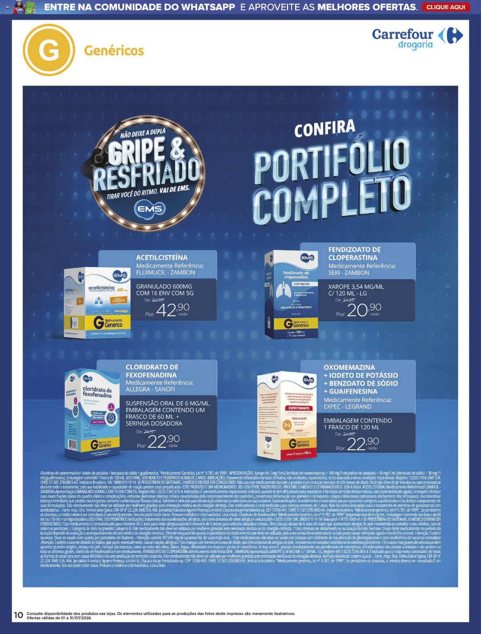Carrefour Folheto - válido de 01/07/2026 | Página: 10 | Produtos: Quadro, Leite, Xarope, Granulado