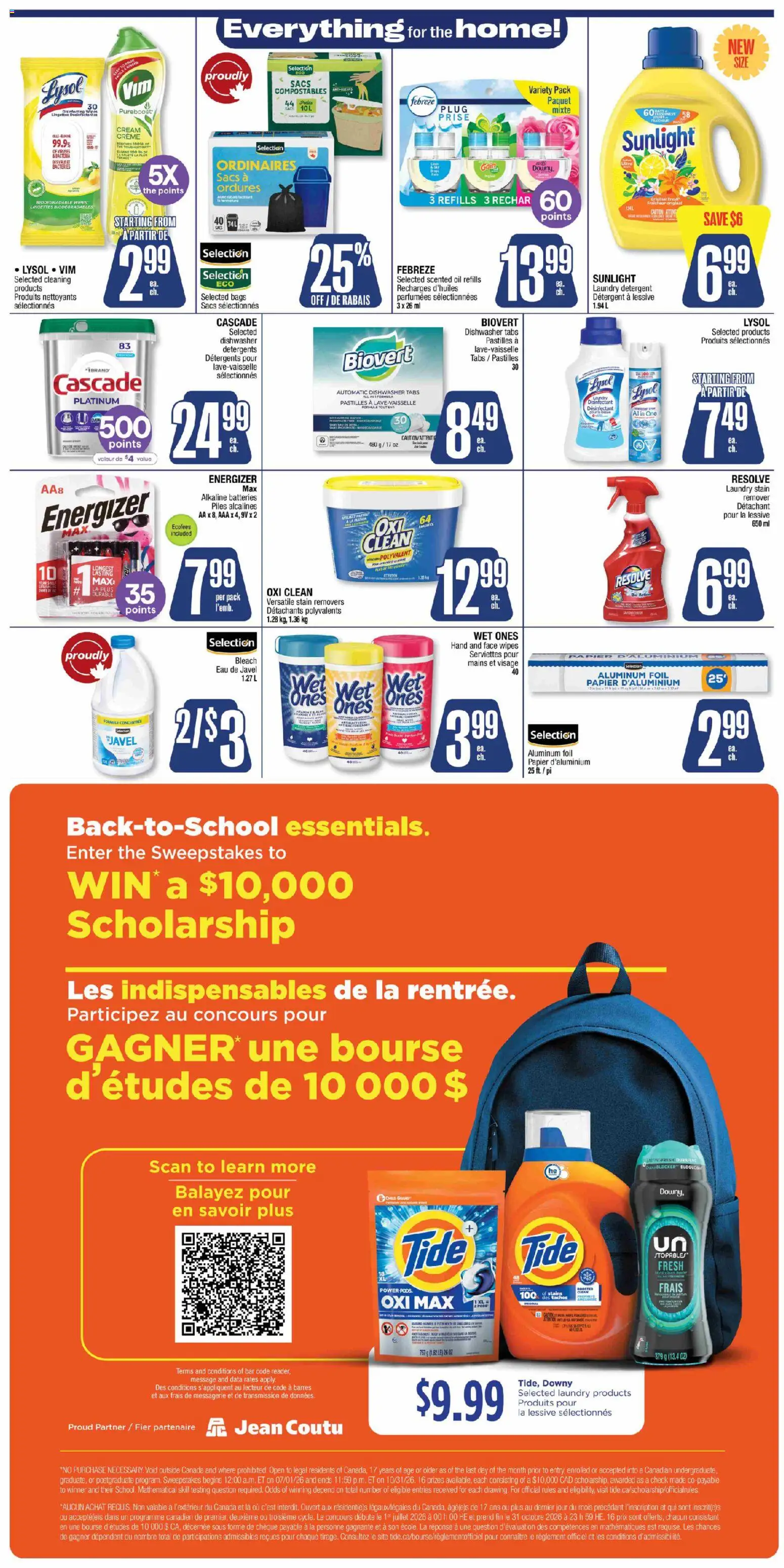 Jean Coutu flyer valid from Aug 13, 2026 | Page: 9 | Products: Dishwasher, Aluminum foil, Batteries, Oil