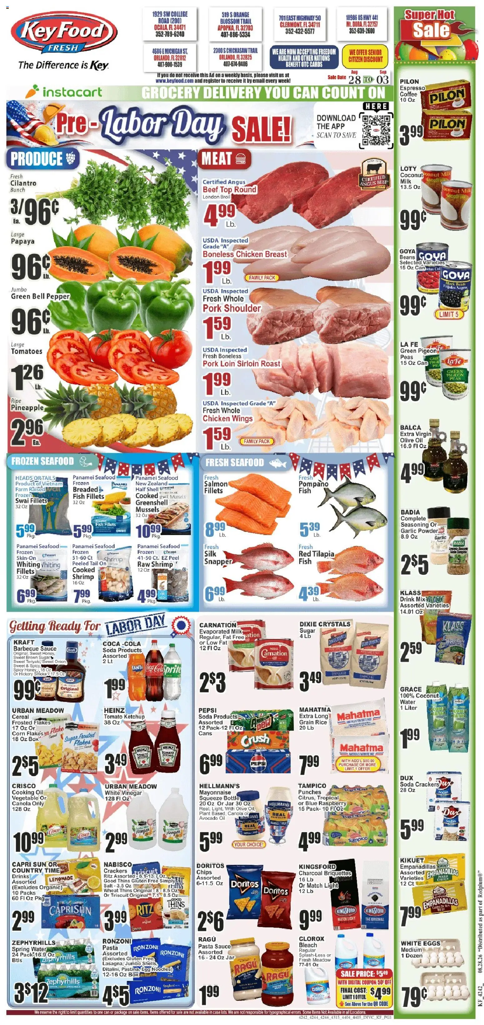 Key Food Weekly Ad - valid from 08/28/2026 | Page: 1 | Products: Chicken, Tomatoes, Beef, Seafood