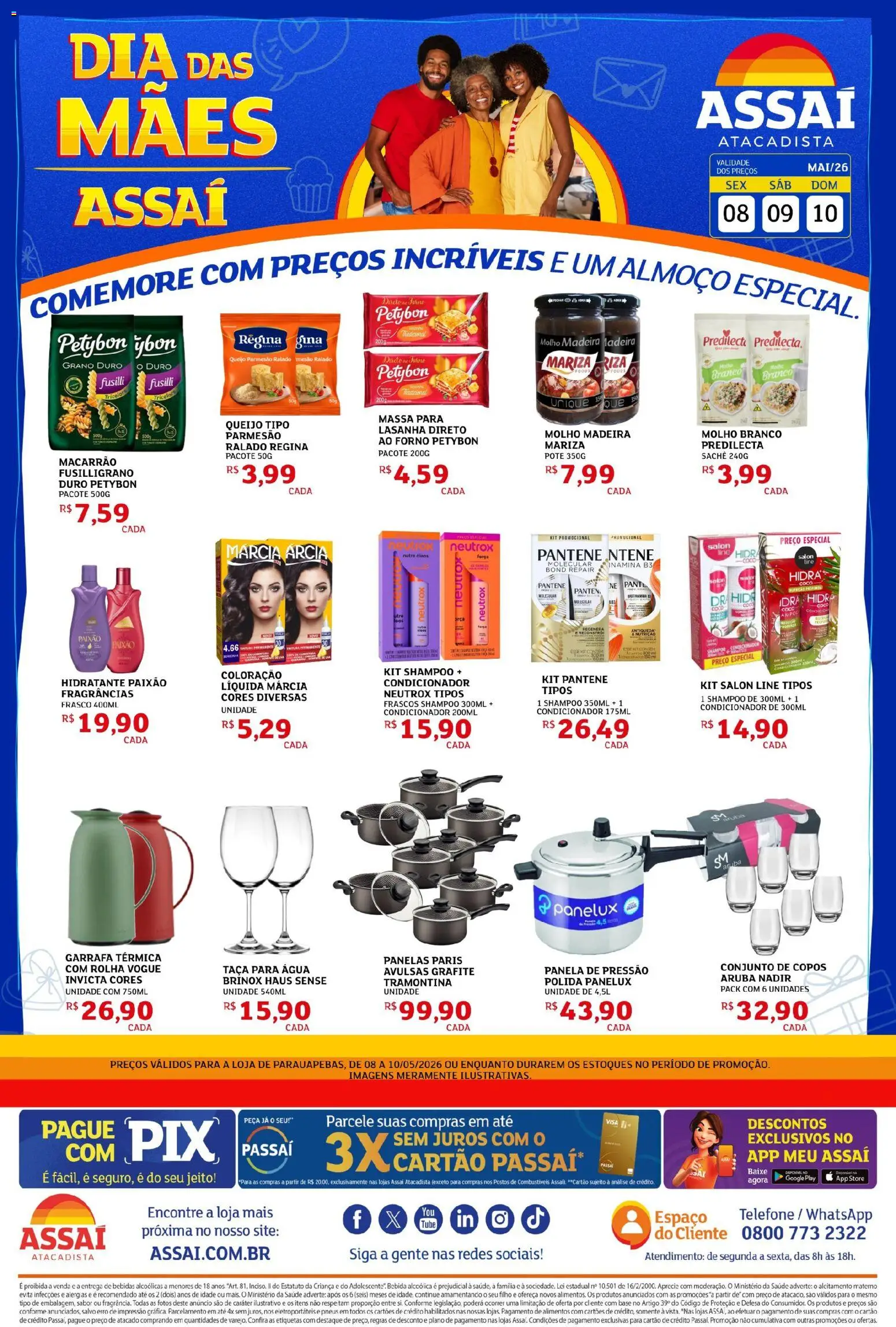 Assaí Atacadista Folheto - válido de 09.05.2026 | Página: 1 | Produtos: Panela de pressão, Queijo, Base, Queijo parmesão