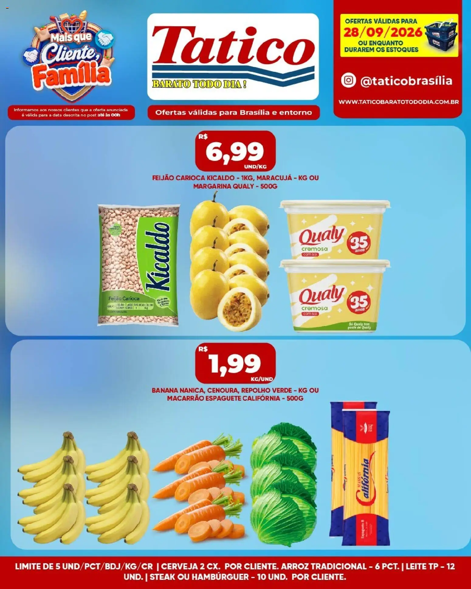 Tatico Folheto - válido de 28/09/2026 | Página: 2 | Produtos: Espaguete, Steak, Arroz, Hambúrguer