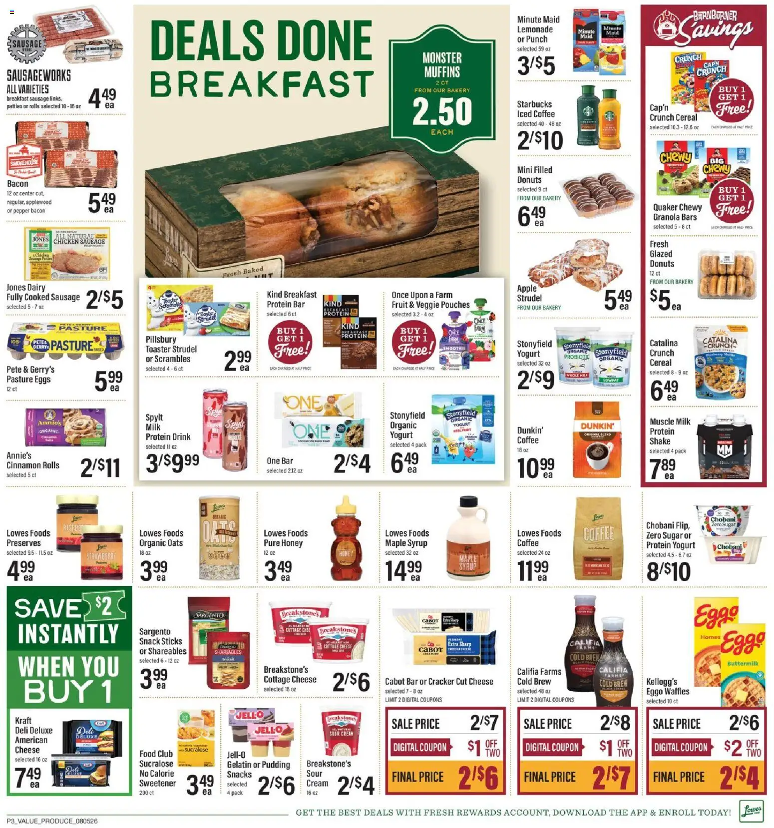 Lowes Foods Weekly Ad - NC - valid from 08/05/2026 | Page: 4 | Products: Honey, Sour cream, Fruit, Lemonade