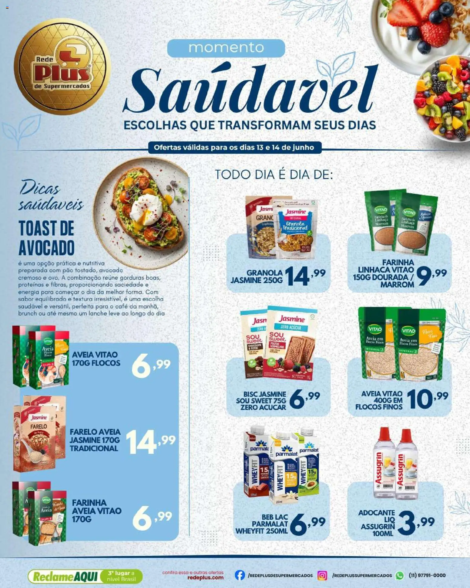 Rede Plus Supermercados Folheto - válido de 12.06.2026 | Página: 5 | Produtos: Linhaça, Areia, Farinha de linhaça, Chocolate