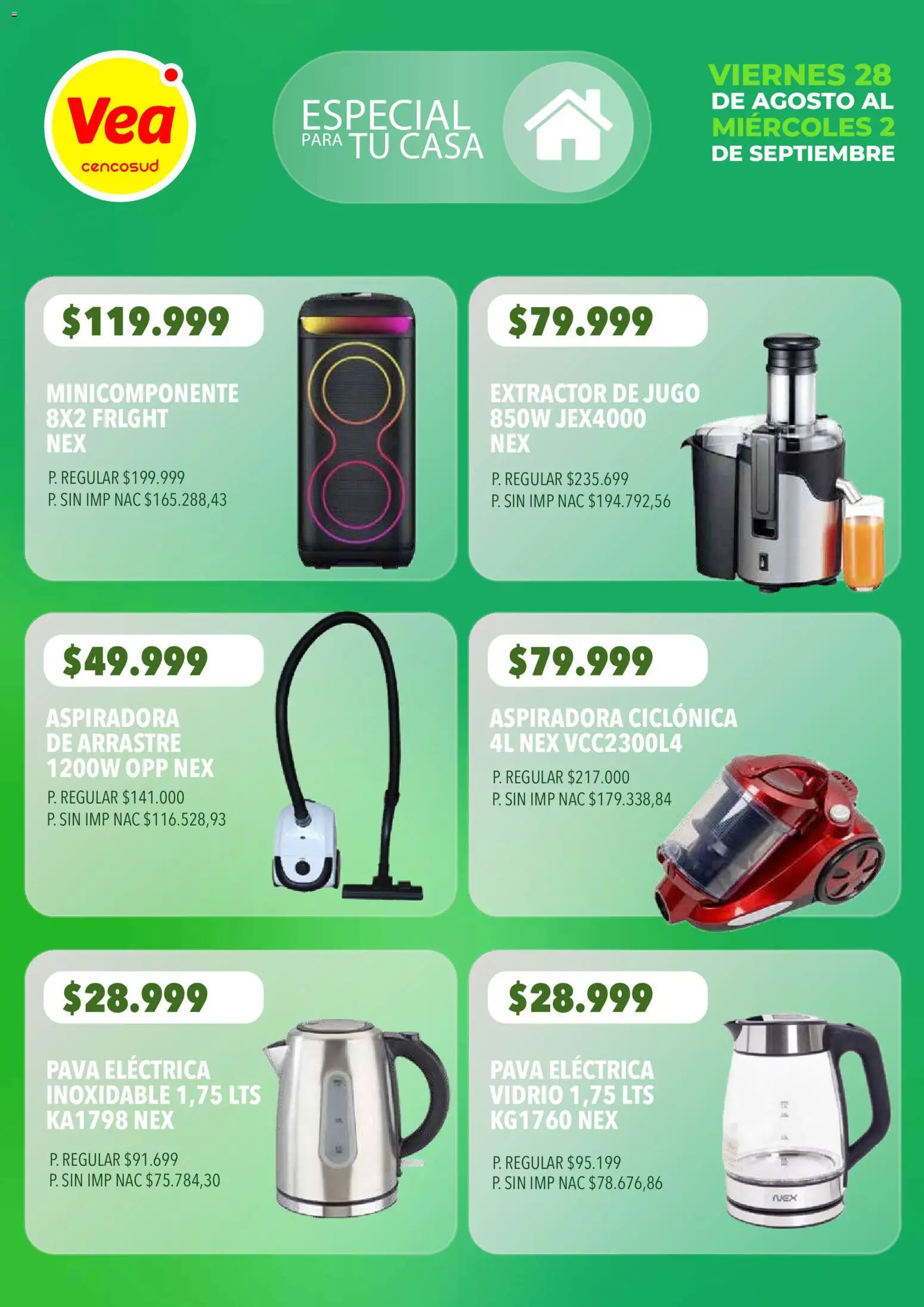 Vea - Especial para tu casa │ válido desde el 28/08/2026 | Página: 3 | Productos: Pava, Aspiradora, Jugo, Pava eléctrica