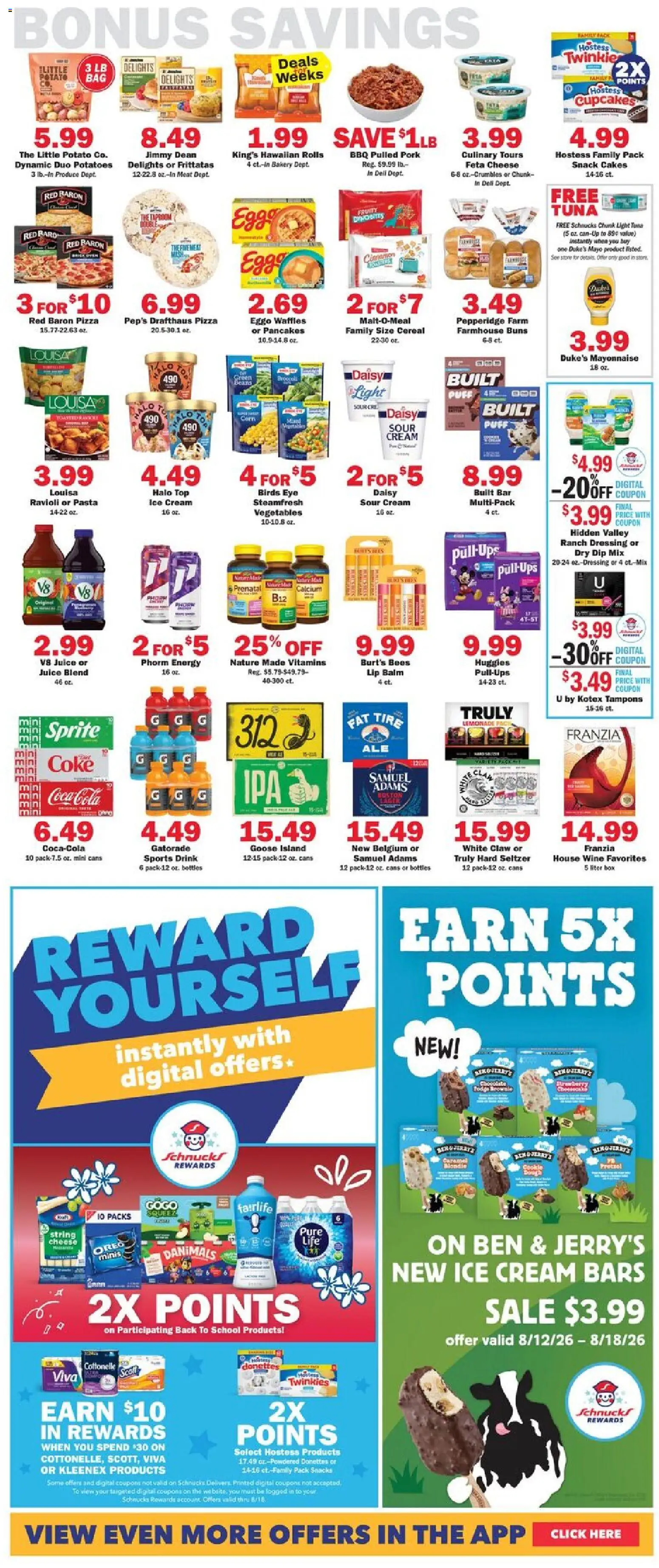 Schnucks Weekly Ad - valid from 08/12/2026 | Page: 5 | Products: Pizza, Oreo, Lemonade, Feta cheese