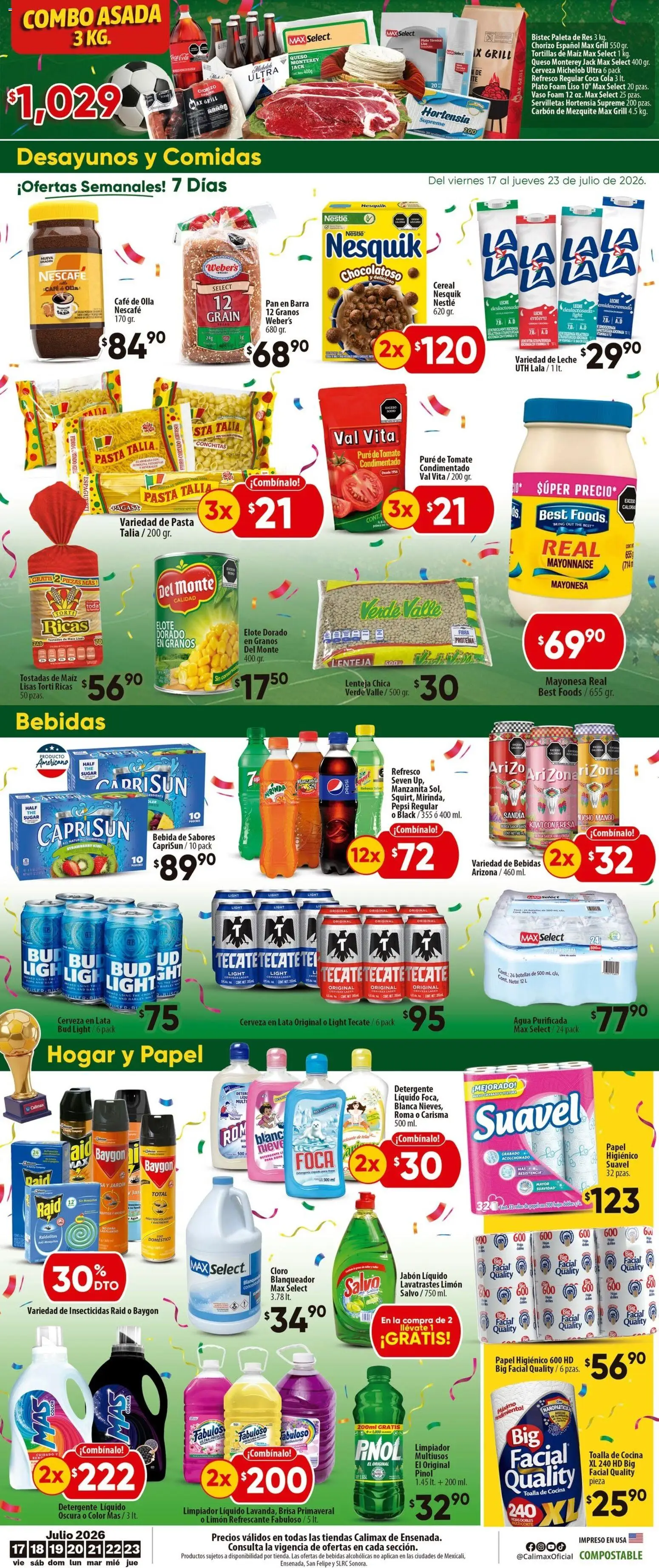 Nuevas ofertas de Calimax válidas en toda la República Mexicana desde el 17/07/2026. ¡Encuentra las mejores ofertas en Calimax folleto Ensenada! | Página: 6 | Productos: Café, Res, Kiwi, Toalla