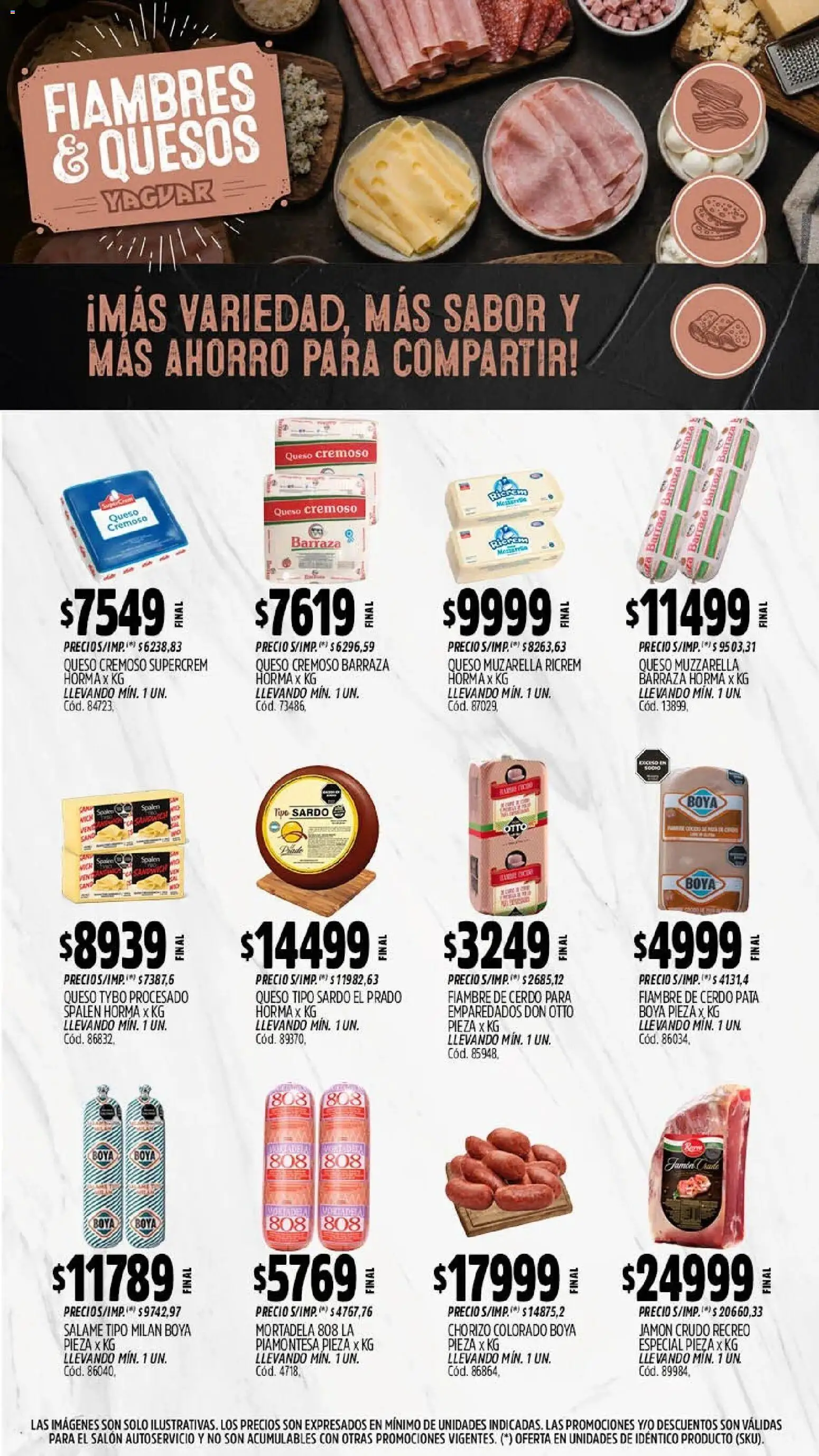 Yaguar - Oferta Semanal Jujuy │ válido desde el 24/08/2026 | Página: 7 | Productos: Jamón crudo, Mortadela, Muzzarella, Chorizo