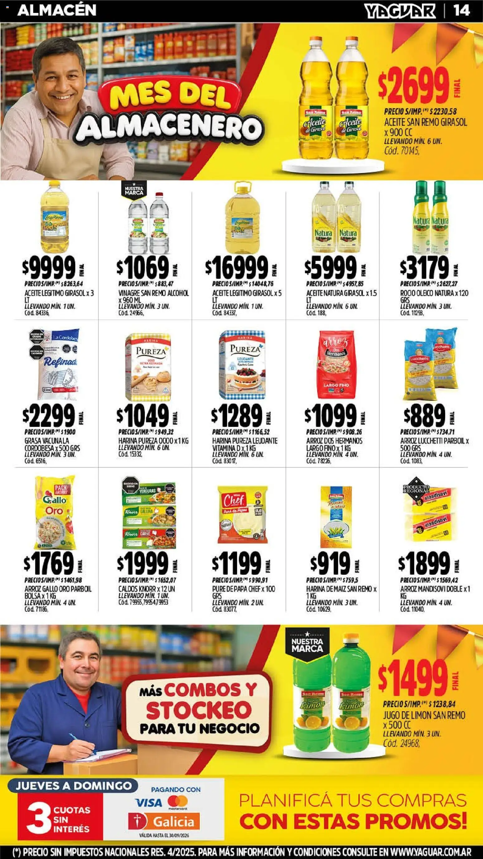 Yaguar - Oferta Semanal Córdoba │ válido desde el 14/09/2026 | Página: 14 | Productos: Maiz, Limón, Verduras, Arroz