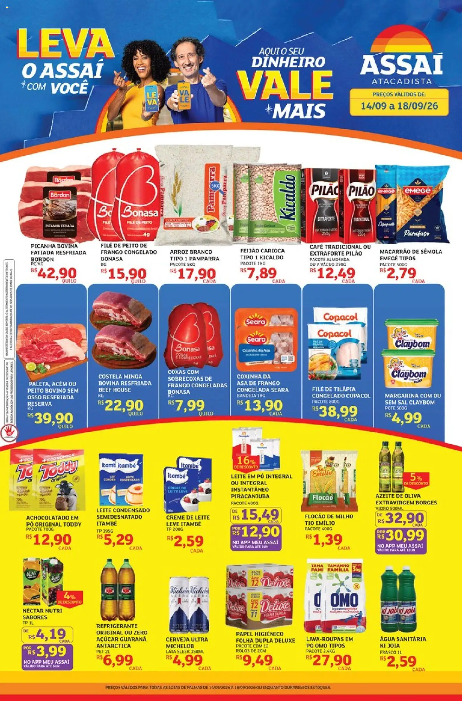 Assaí Atacadista Folheto - válido de 14/09/2026 | Página: 1 | Produtos: Pó, Tilápia, Azeite, Leite condensado