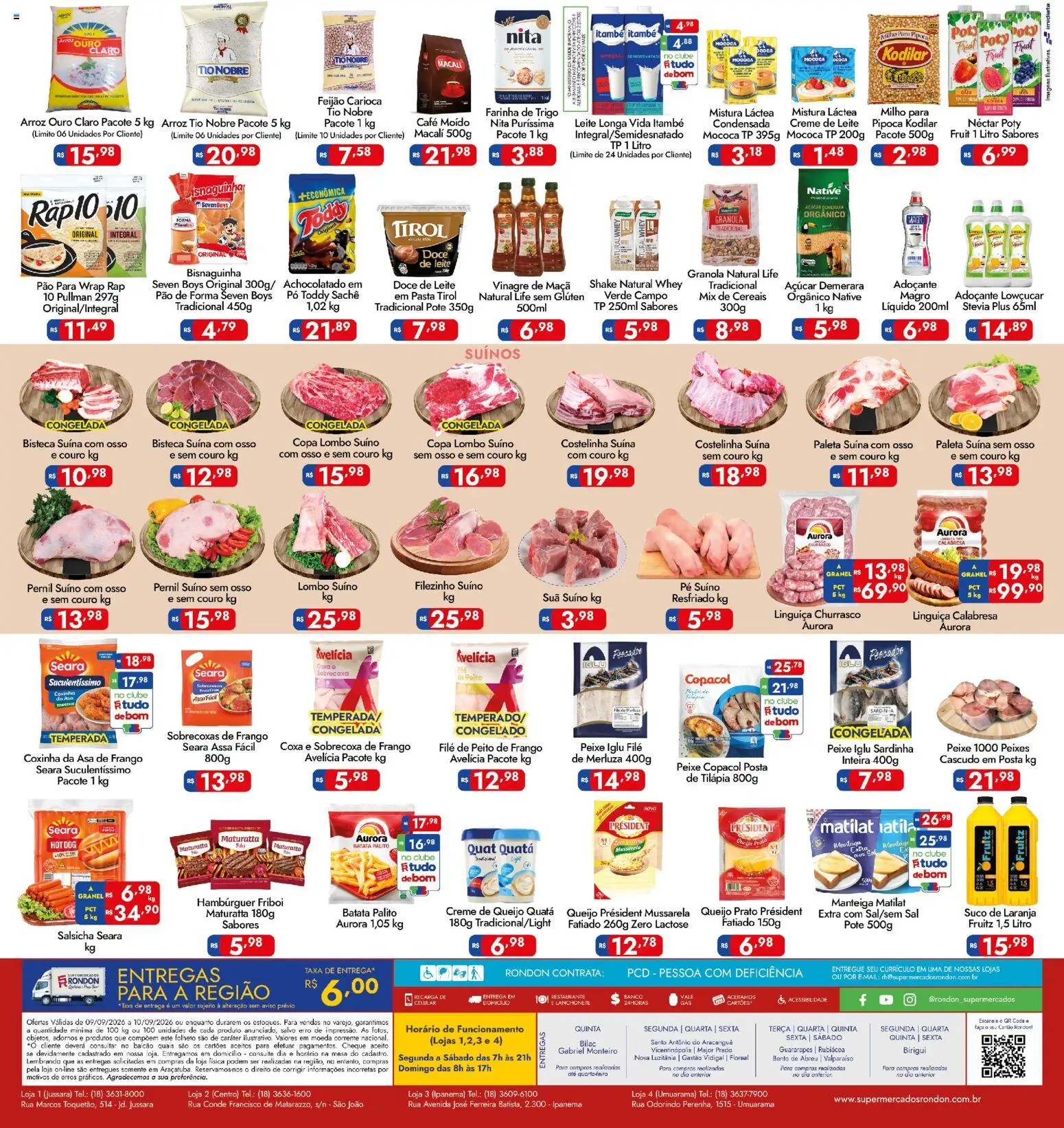 Supermercados Rondon Folheto - válido de 09/09/2026 | Página: 2 | Produtos: Lombo, Queijo, Pão, Suco