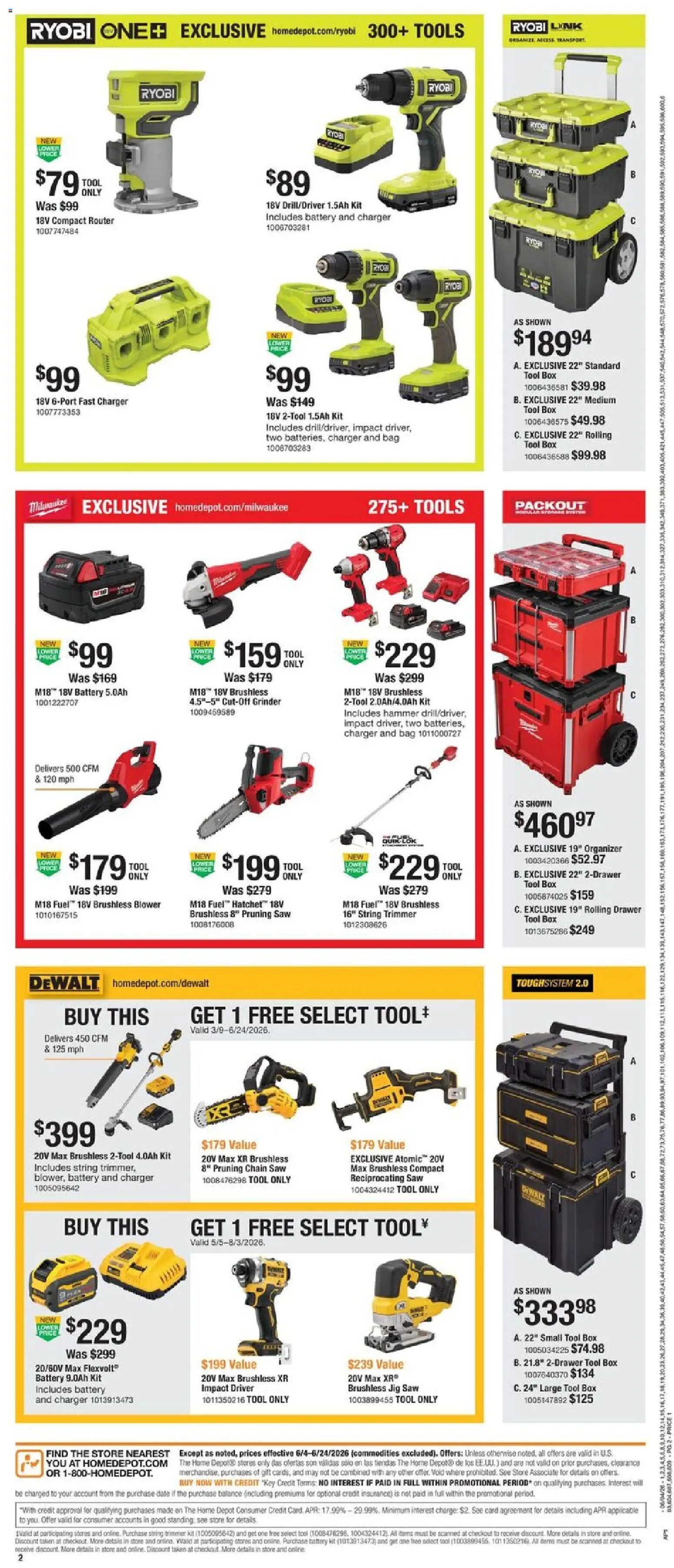 Home Depot Local Ad - valid from 04.06.2026 | Page: 2 | Products: Chain Saw, Trimmer, Battery, Grinder