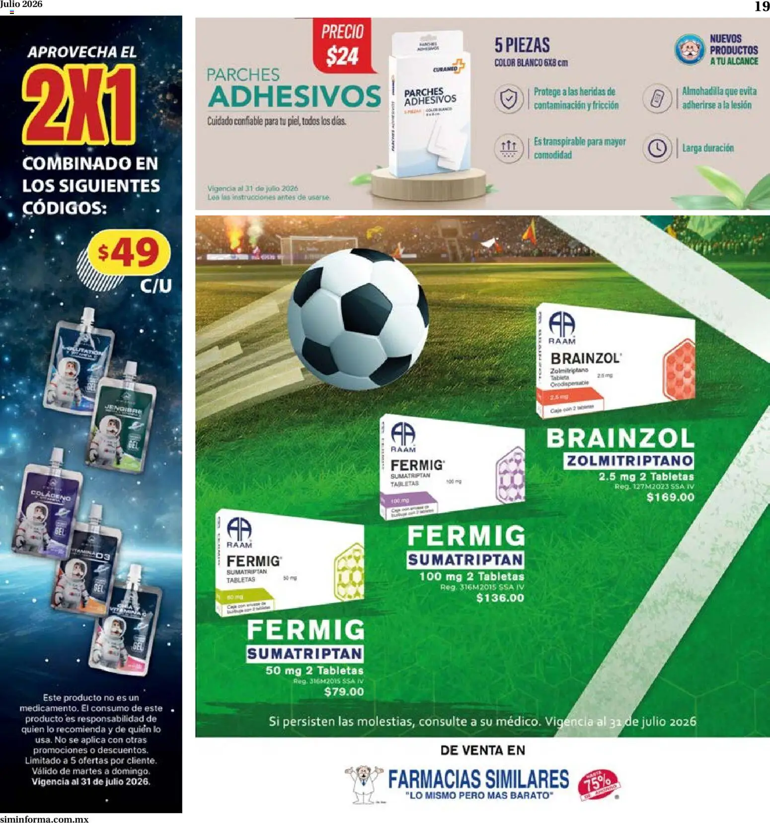 Nuevas ofertas de Farmacias Similares válidas en toda la República Mexicana desde el 01/07/2026. ¡Encuentra las mejores ofertas en Farmacias Similares catálogo! | Página: 19