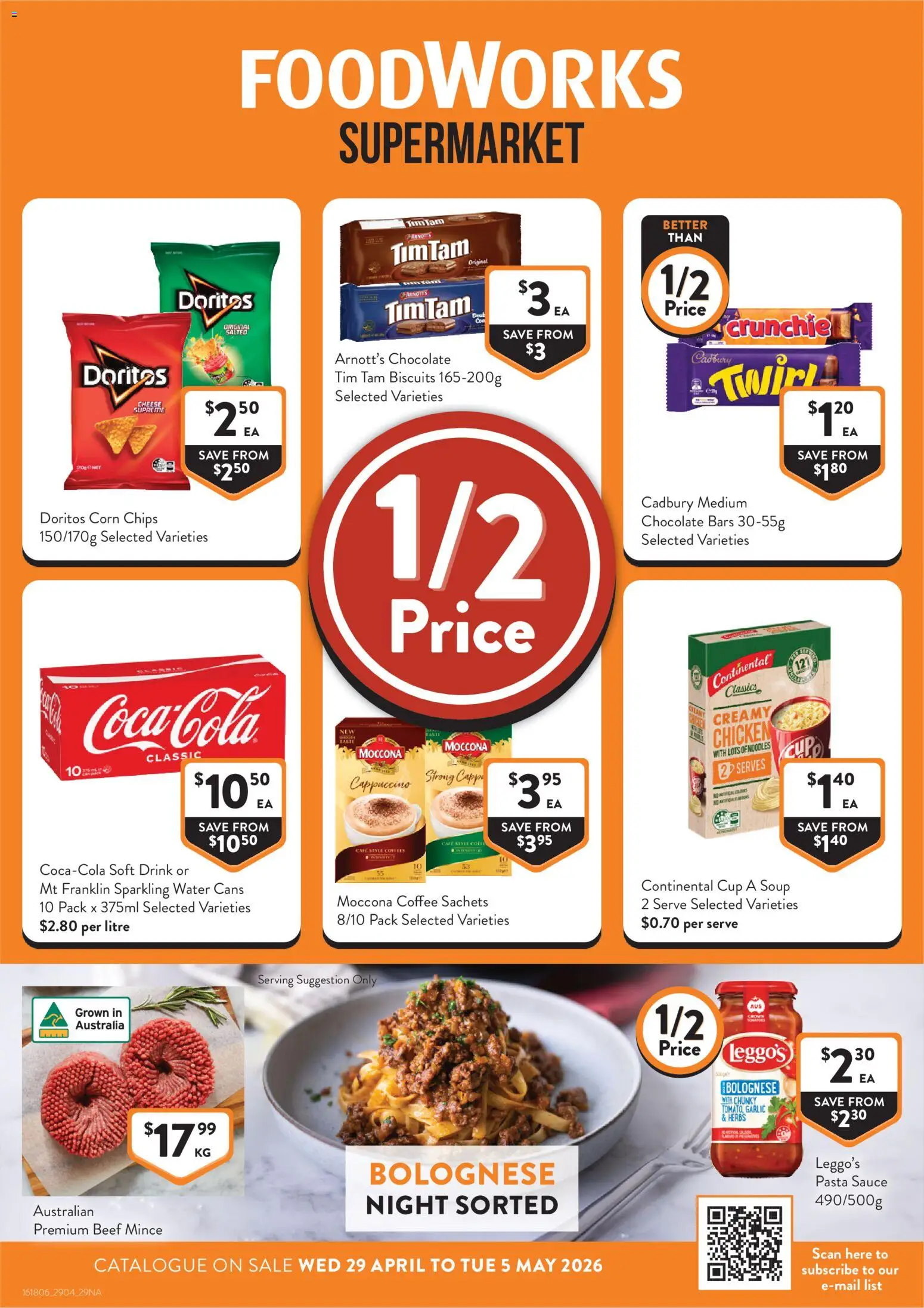 Foodworks catalogue - valid from 29.04.2026 | Page: 1 | Products: Beef, Chips, Biscuits, Moccona
