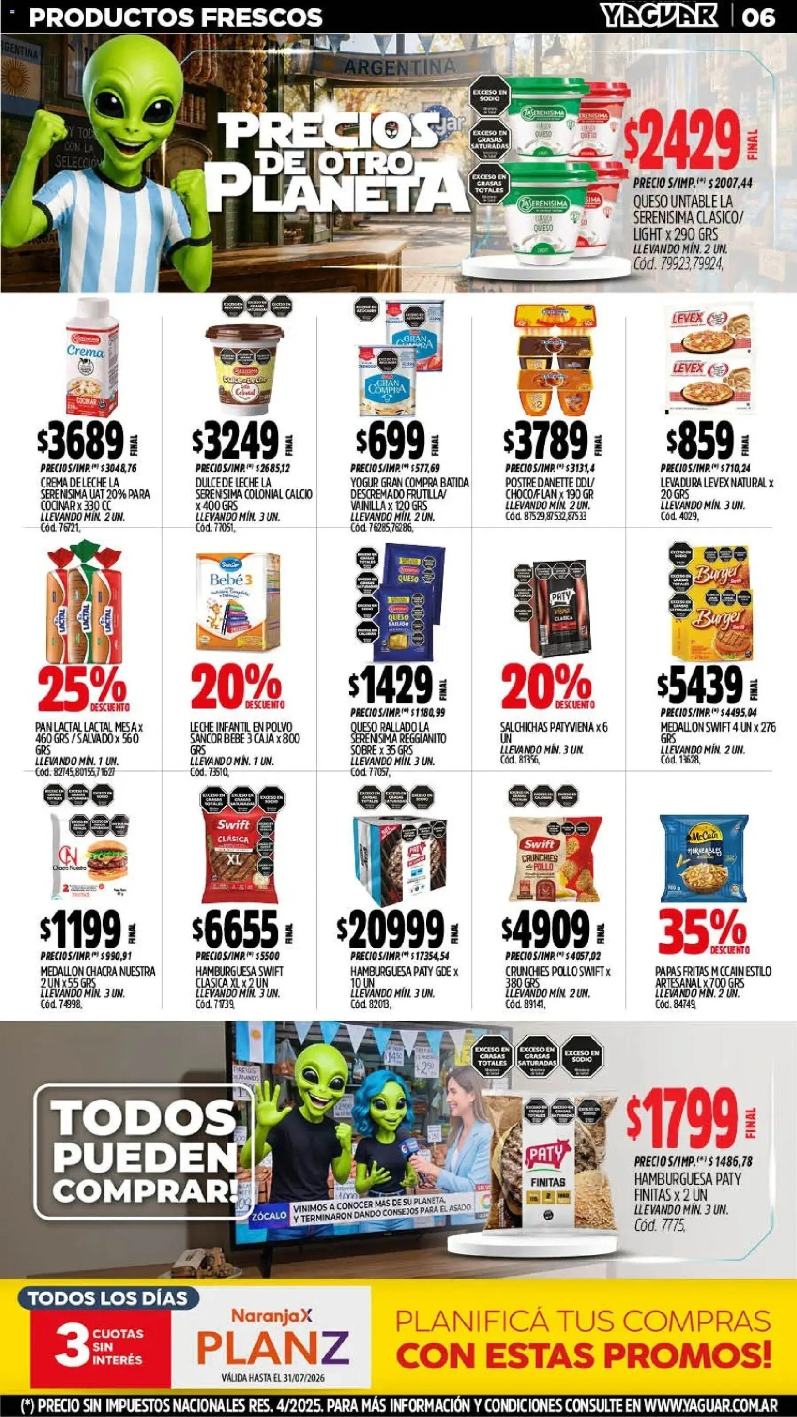 Yaguar - Oferta Semanal General Roca │ válido desde el 06/07/2026 | Página: 9 | Productos: Queso, Yogur, Papas fritas, Crema