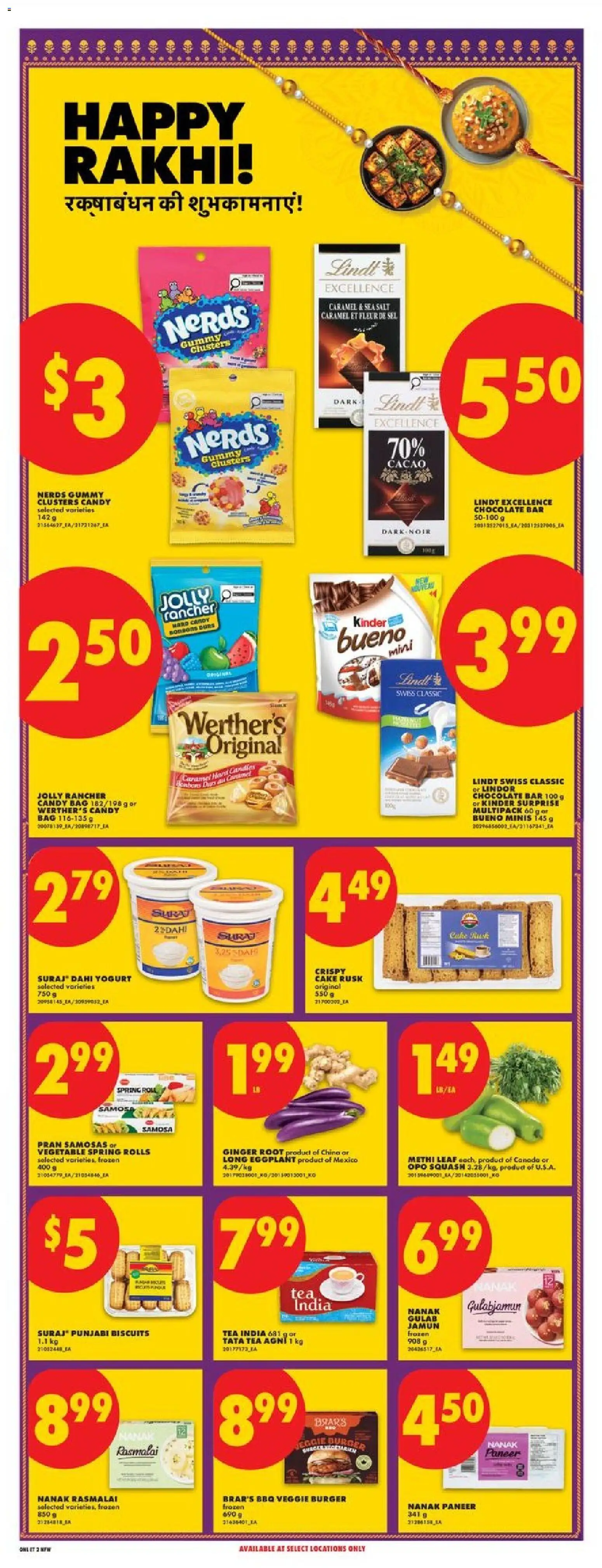 No Frills flyer valid from Aug 20, 2026 | Page: 13 | Products: Lindt, Bag, Yogurt, Chocolate