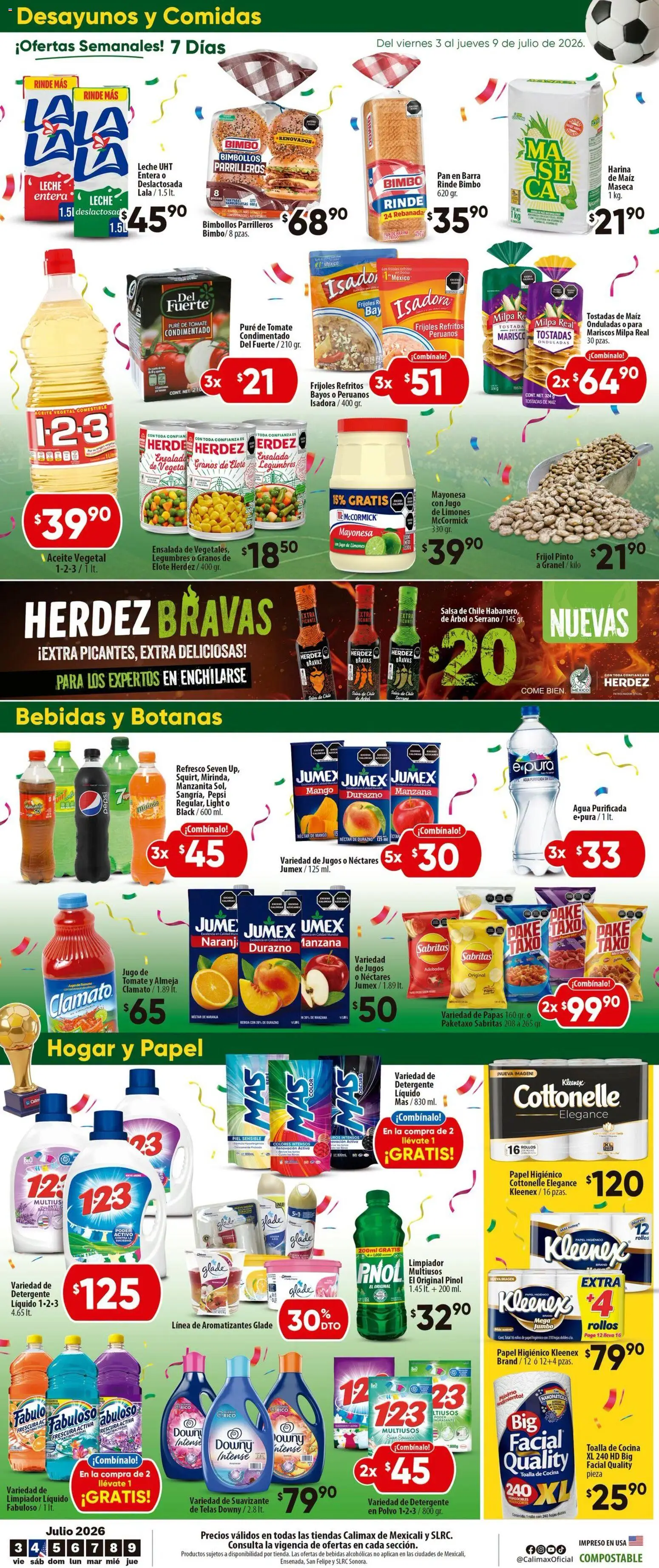 Nuevas ofertas de Calimax válidas en toda la República Mexicana desde el 03/07/2026. ¡Encuentra las mejores ofertas en Calimax folleto Mexicali y SLRC! | Página: 6 | Productos: Manzana, Aceite, Jugo, Ensalada