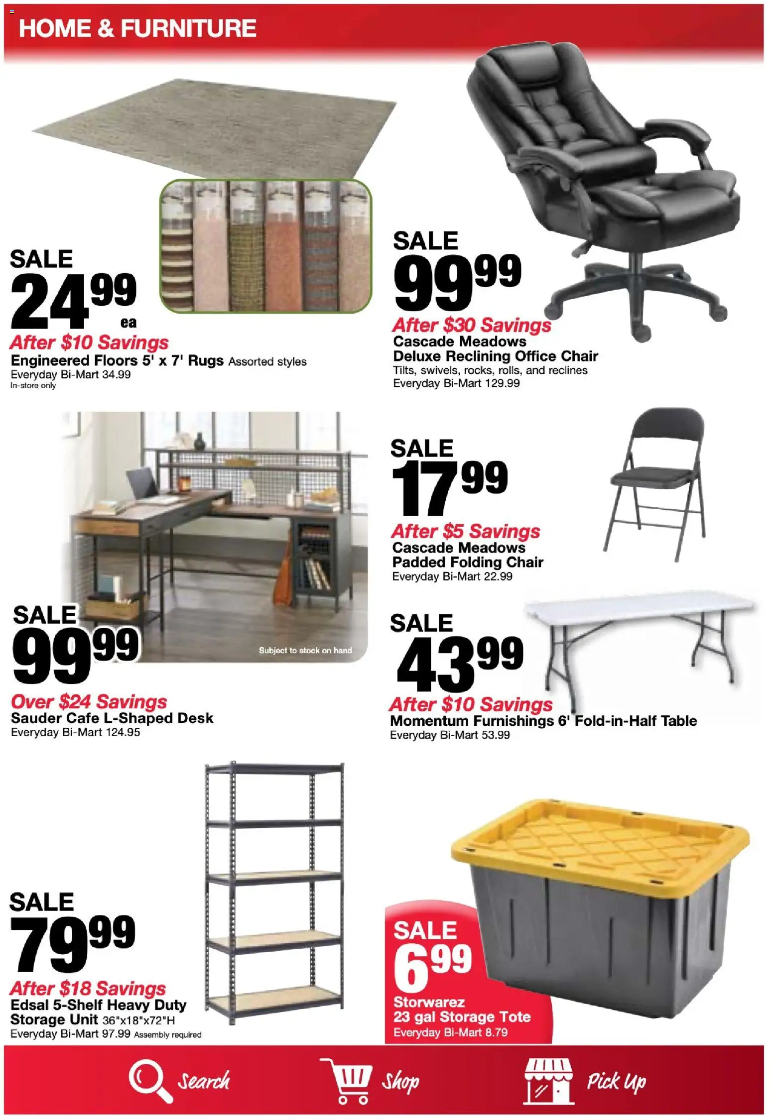 Bi-Mart Weekly Ad - valid from 08/18/2026 | Page: 19 | Products: Table, Chair, Office chair, Desk