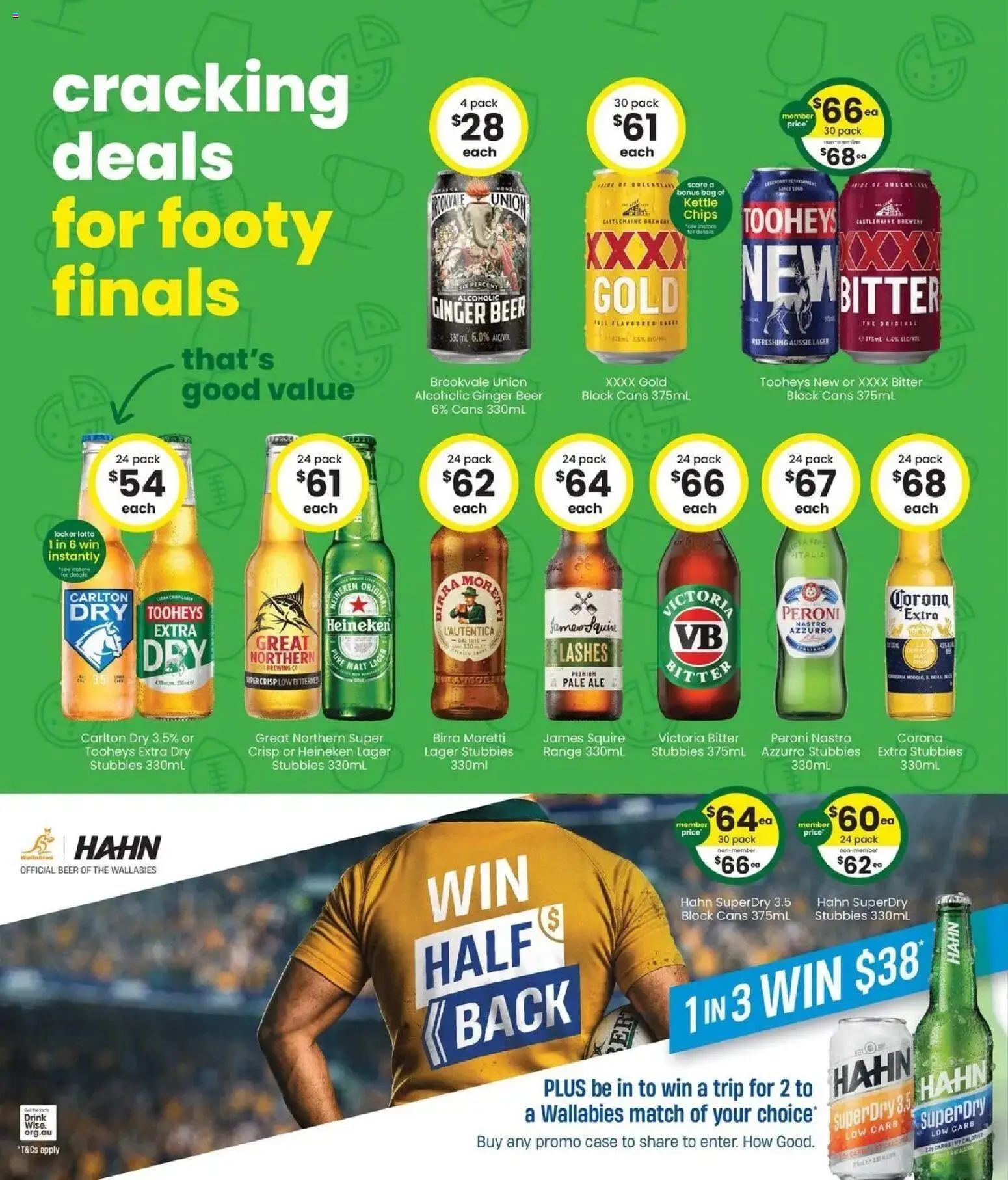 The Bottle-O - Good value booze for good value fans 14/09 - 14/09/2026 > weekly / monthly specials | Page: 3 | Products: Heineken, Beer, Chips, Kettle
