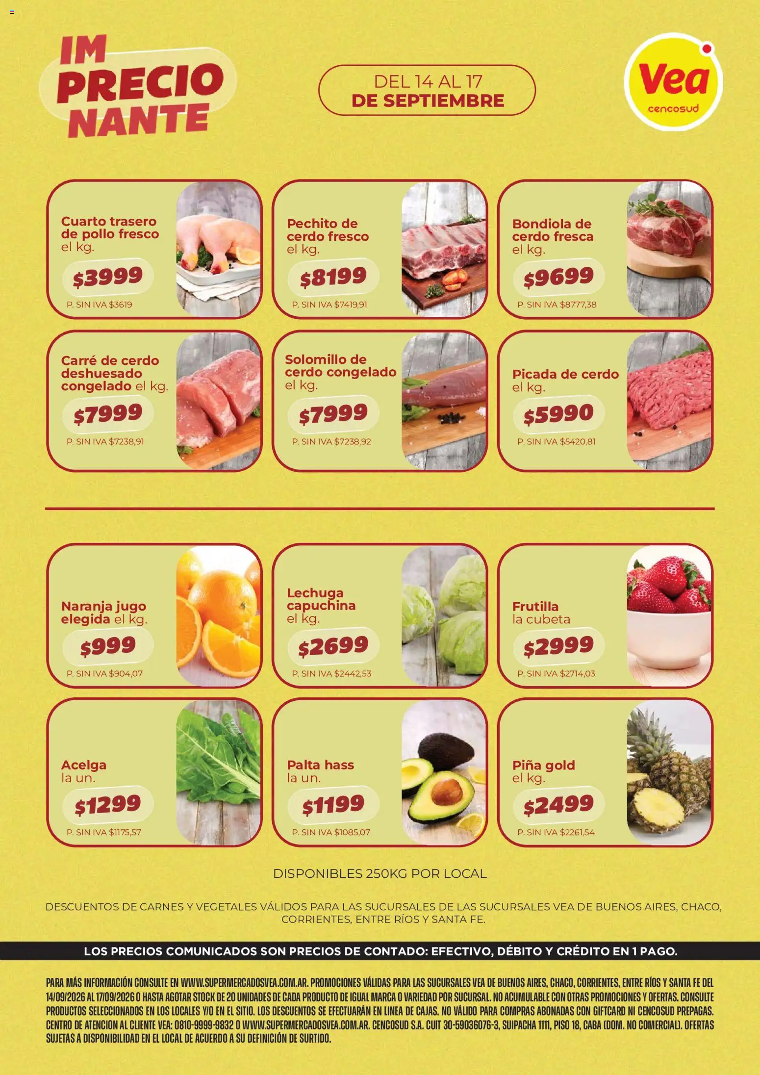 Vea - Volante Semanal │ válido desde el 14/09/2026 | Página: 1 | Productos: Pollo, Lechuga, Palta, Jugo