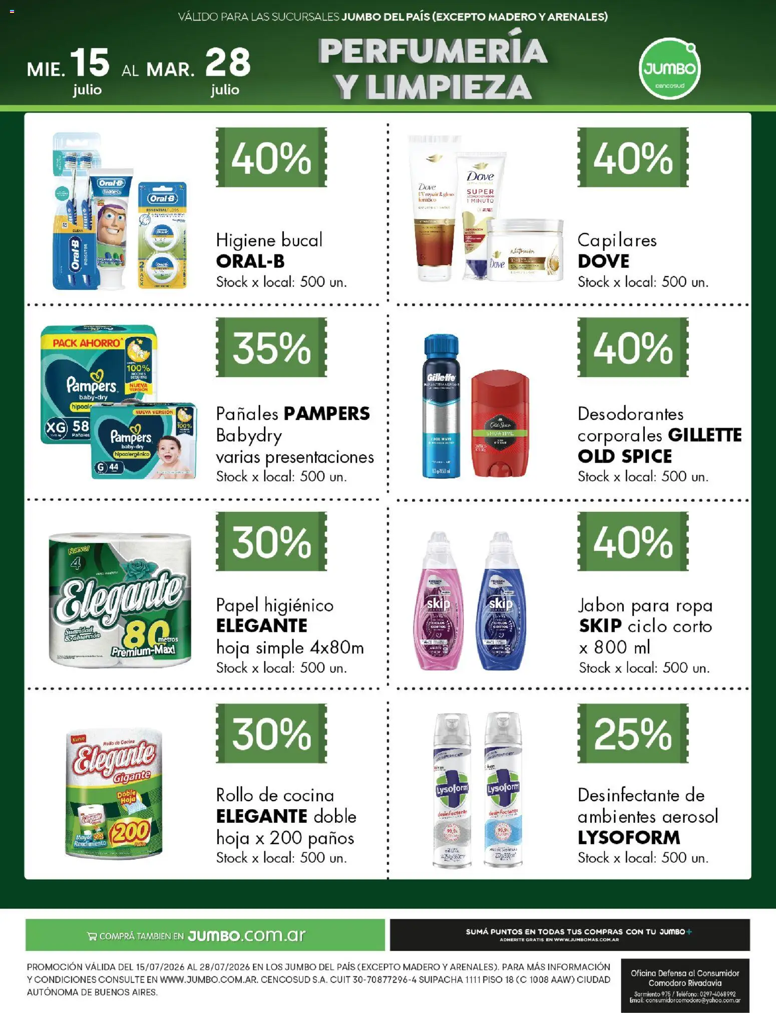 Jumbo - Especial Perfumería y Limpieza │ válido desde el 15/07/2026 | Página: 1 | Productos: Desinfectante, Papel higiénico, Jabón, Ropa