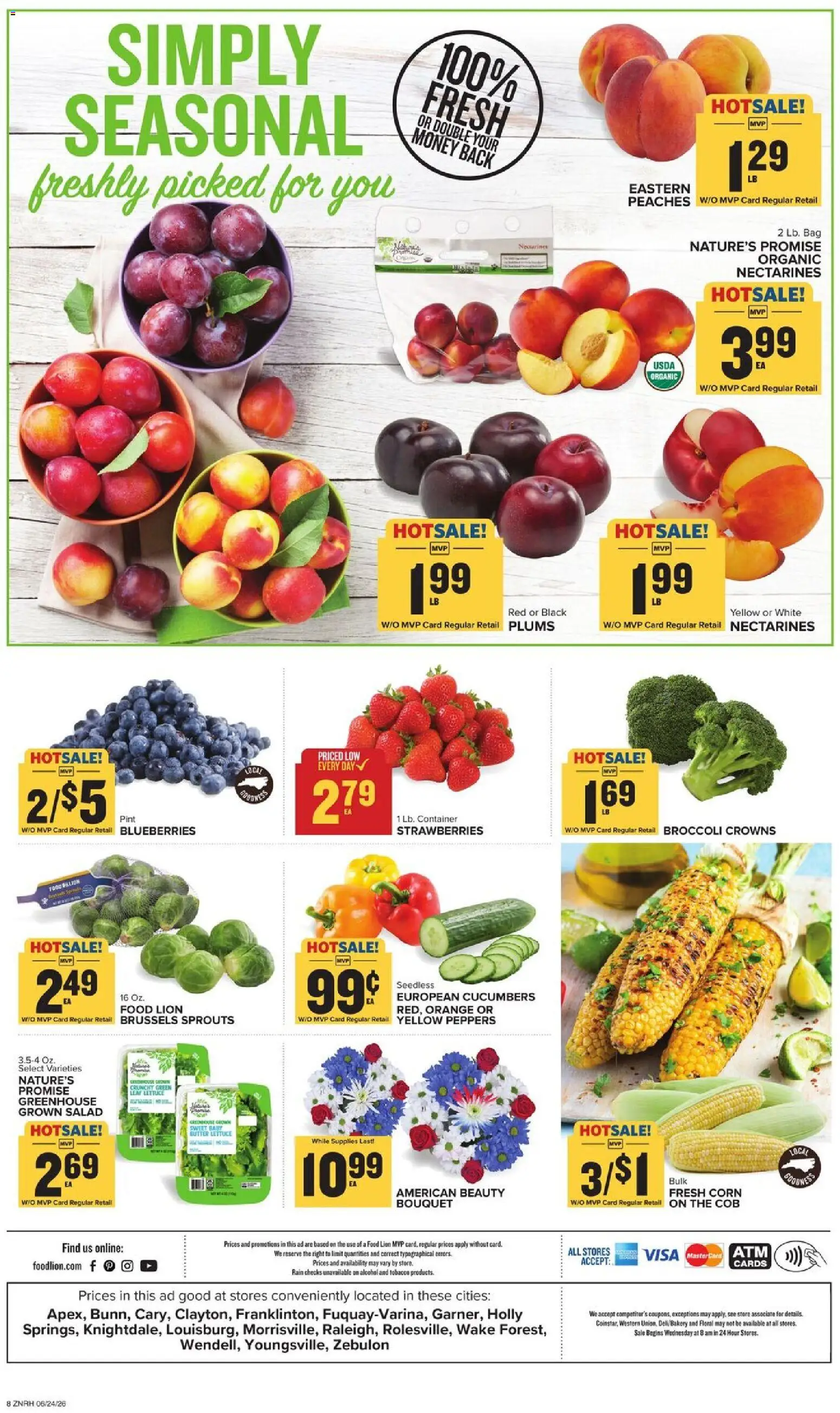 Food Lion Weekly Ad - valid from 06/24/2026 | Page: 3 | Products: Peaches, Peppers, Crowns, Bag