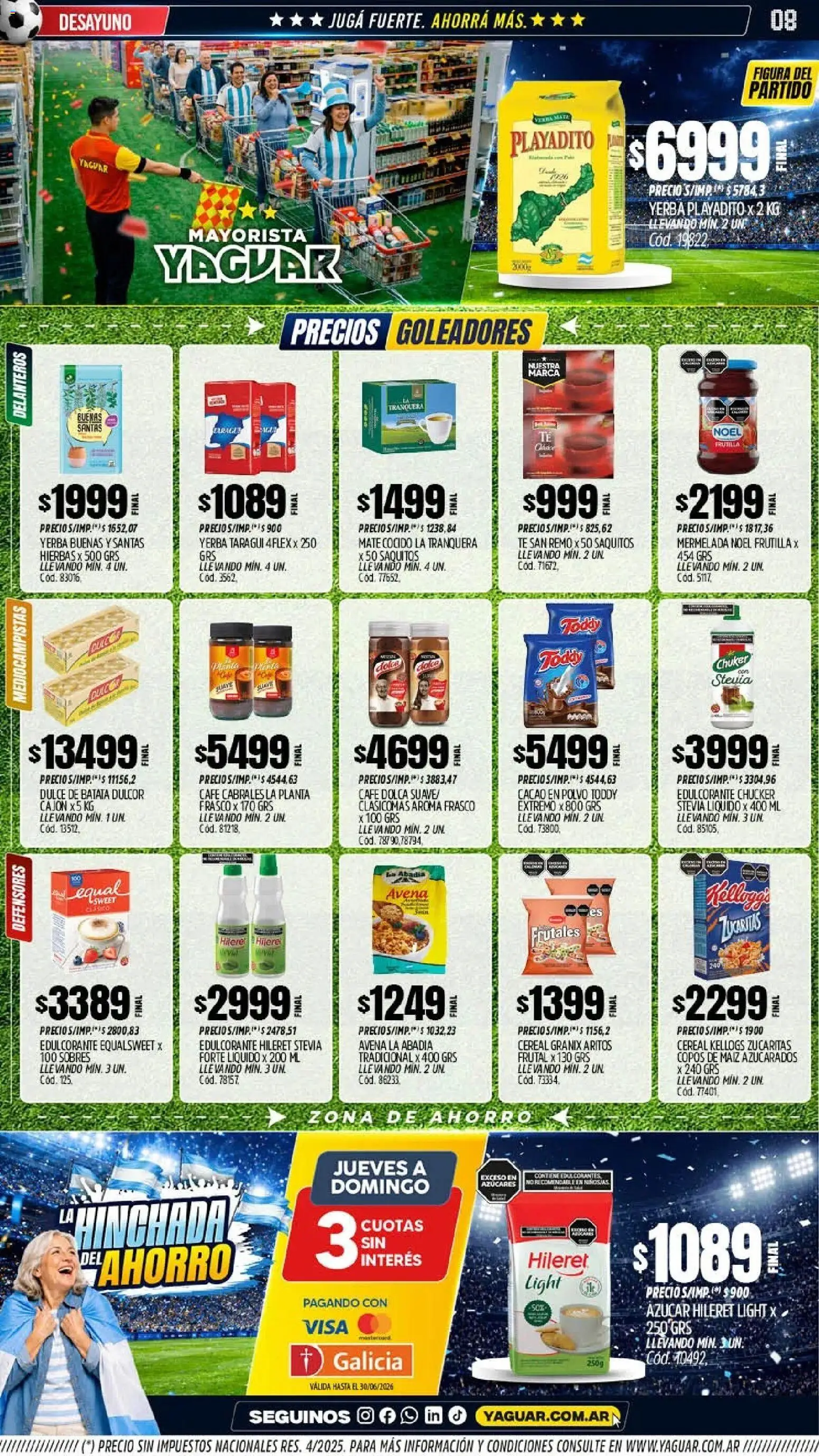Yaguar - Oferta Semanal San Juan │ válido desde el 08.06.2026 | Página: 9 | Productos: Copos, Frutilla, Azucar, Cacao