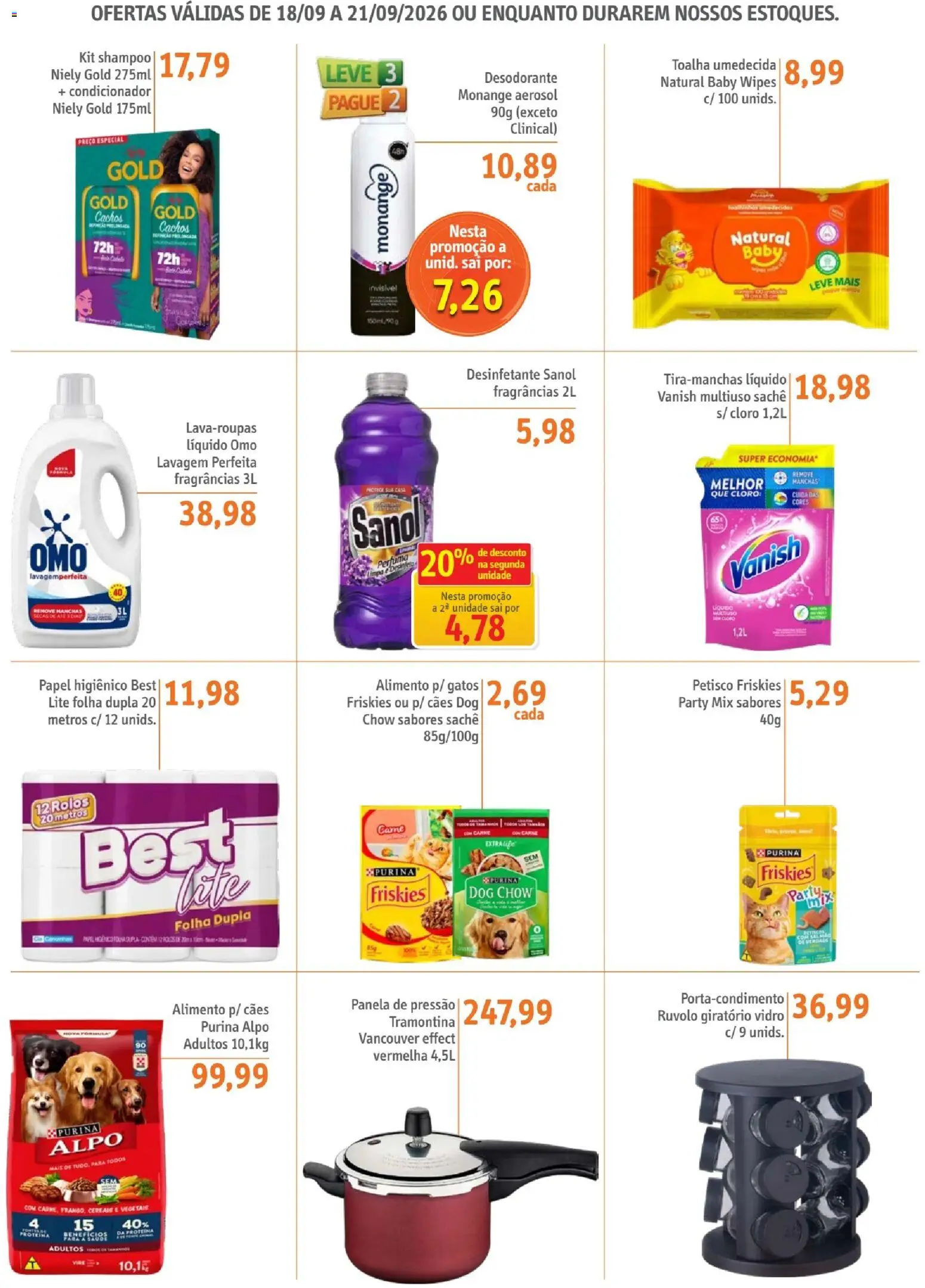 Sonda Folheto - válido de 18/09/2026 | Página: 4 | Produtos: Cloro, Vanish, Papel higiênico, Toalha umedecida