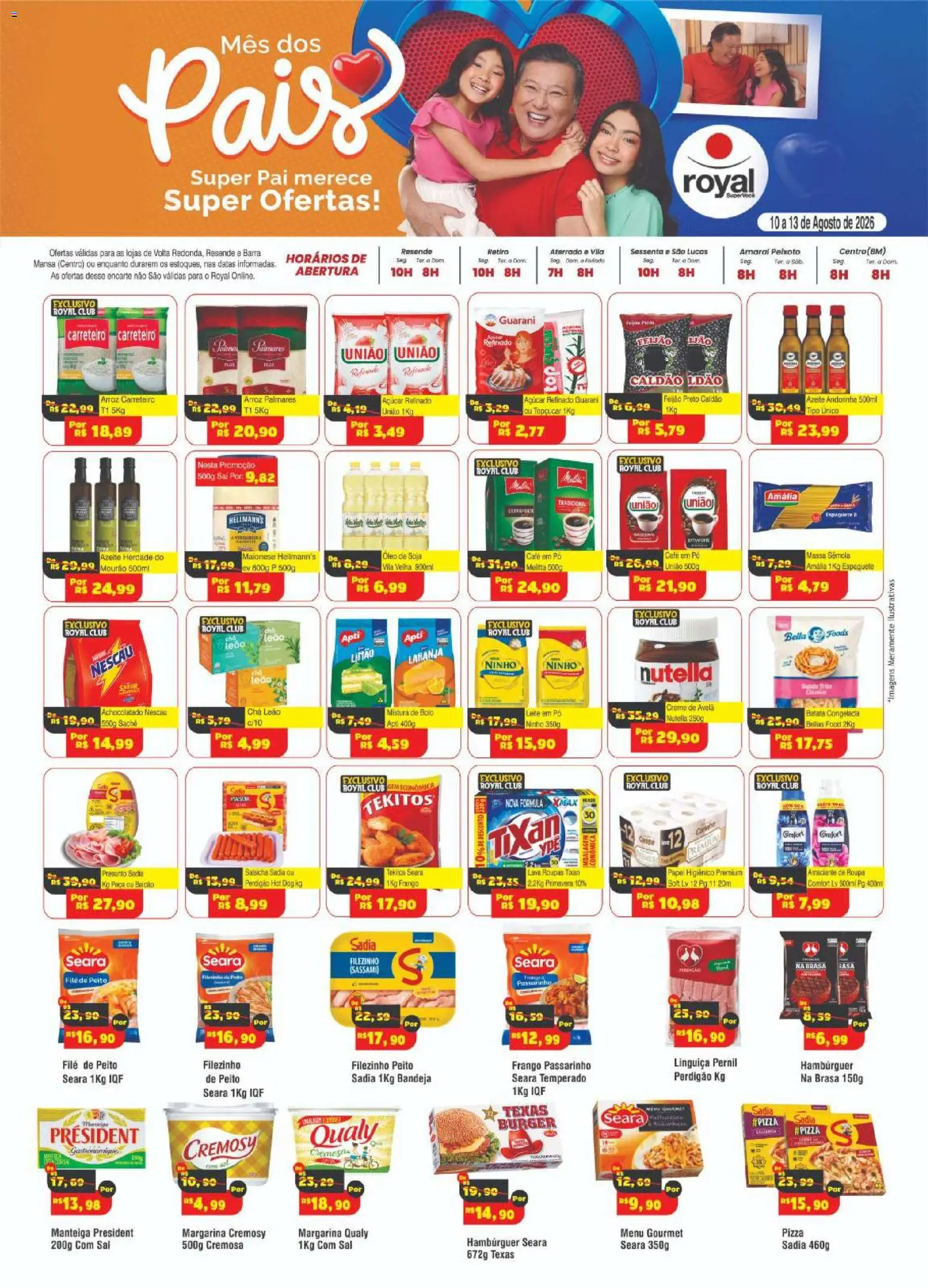 Royal Supermercados Folheto - válido de 10/08/2026 | Página: 1 | Produtos: Presunto, Pizza, Arroz, Avelã