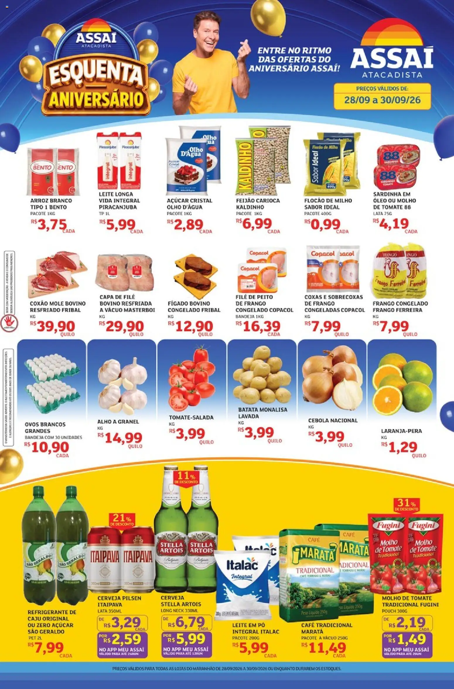 Assaí Atacadista Folheto - válido de 28/09/2026 | Página: 1 | Produtos: Caju, Flores, Fígado, Frango