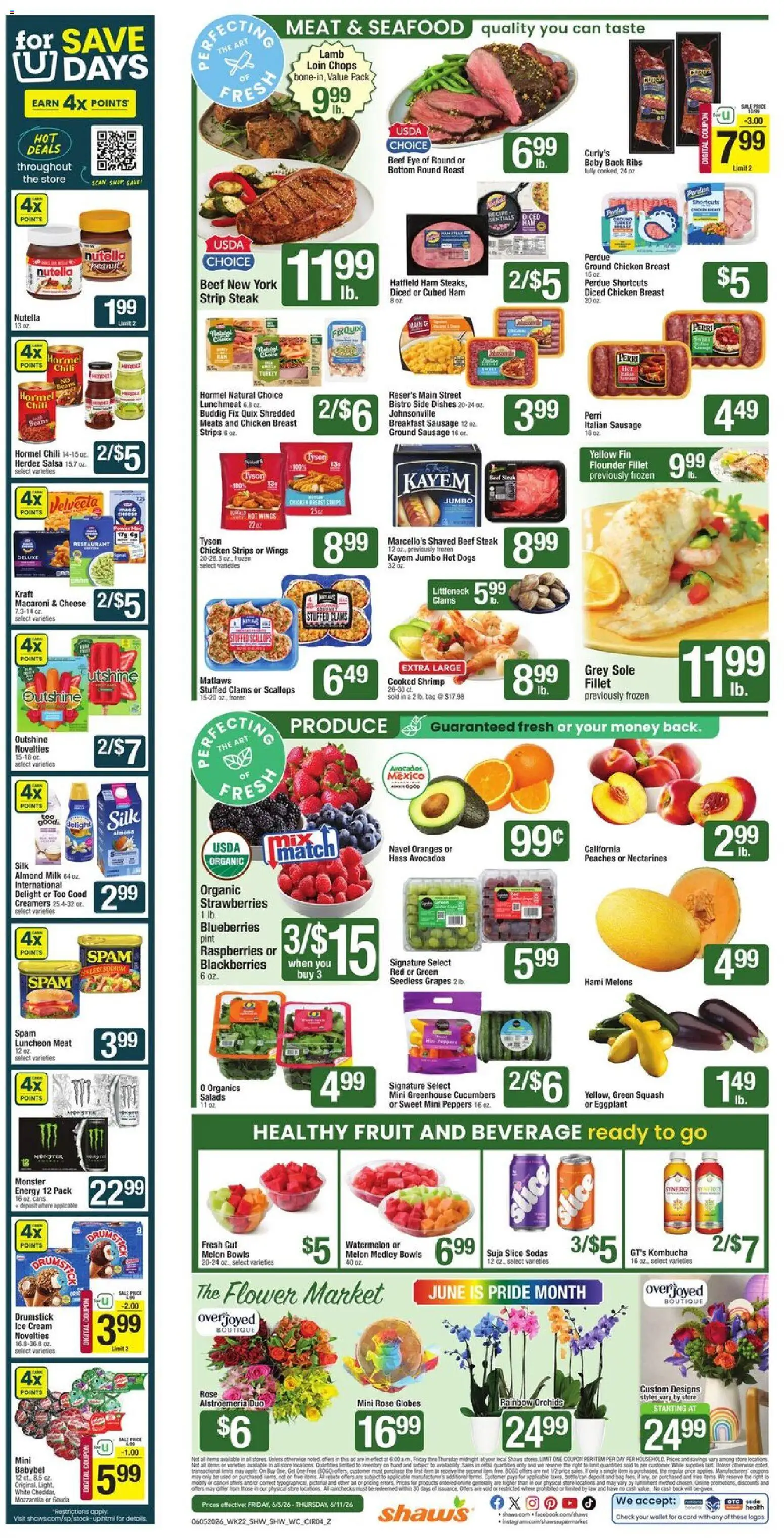 Shaw's Weekly Ad - MA - valid from 05.06.2026 | Page: 4 | Products: Squash, Milk, Oranges, Sausage
