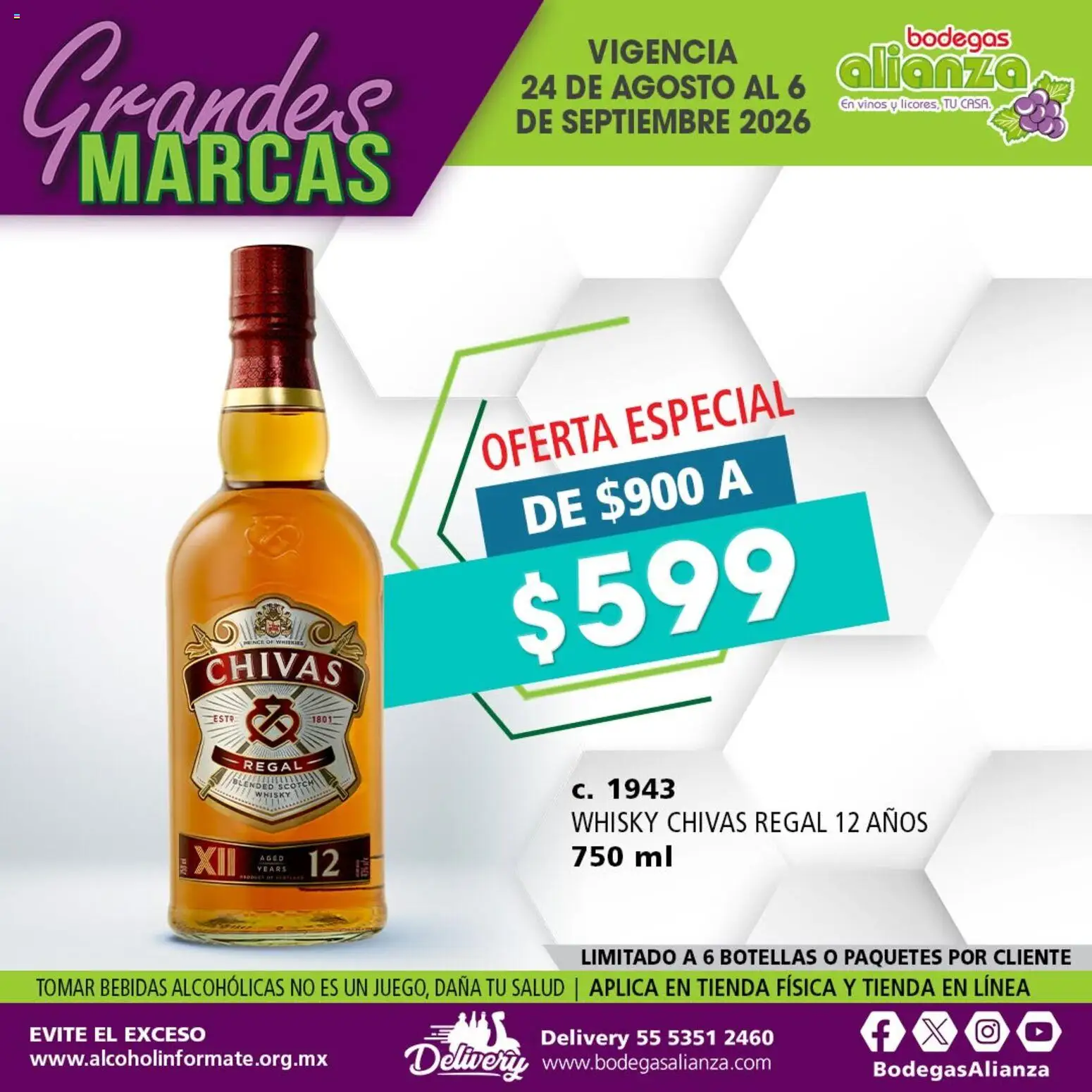 Nuevas ofertas de Bodegas Alianza válidas en toda la República Mexicana desde el 24/08/2026. ¡Encuentra las mejores ofertas en Bodegas Alianza catálogo Grandes Marcas! | Página: 1 | Productos: Bebidas, Whisky