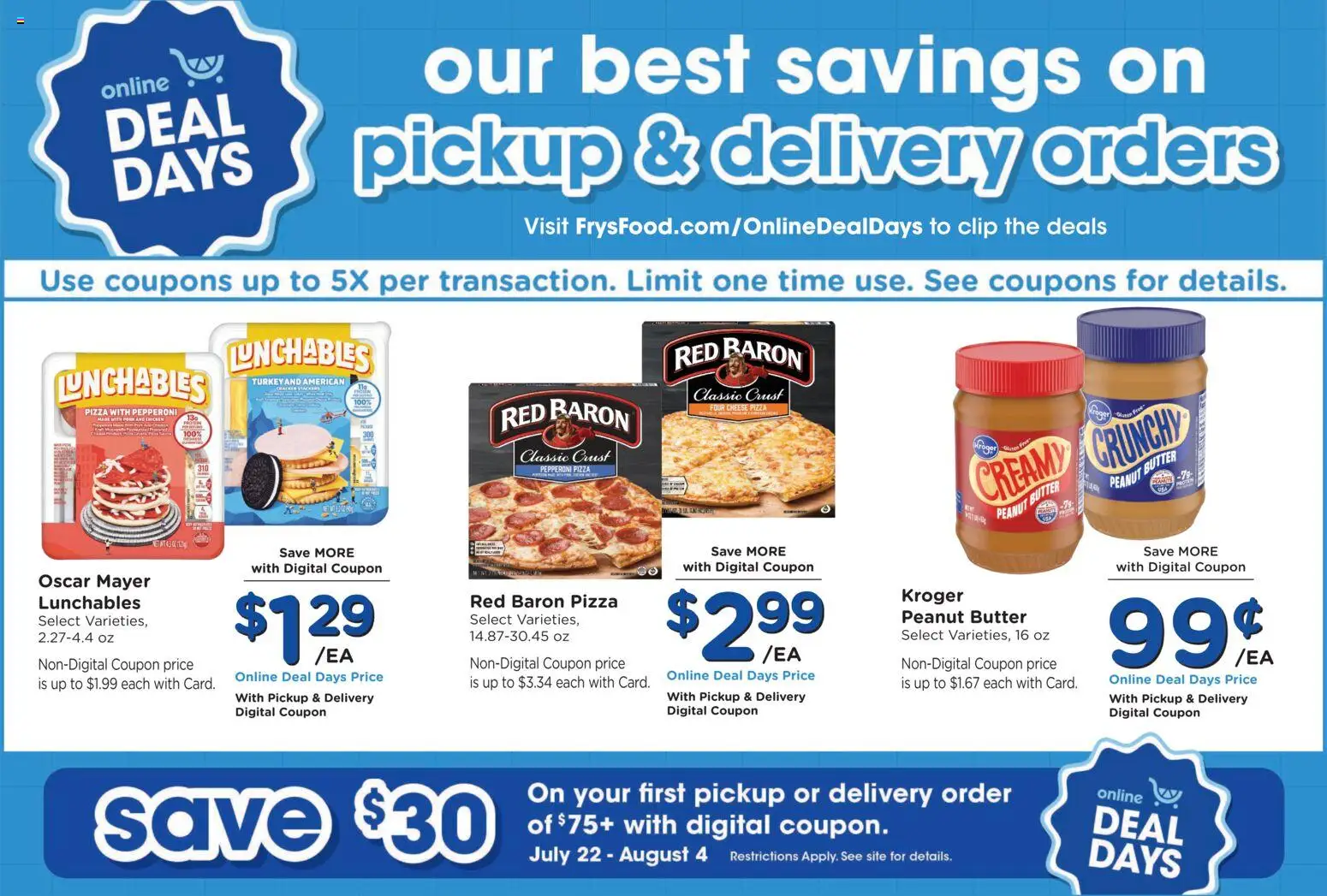 Fry's Food Weekly Ad - valid from 07/22/2026 | Page: 8 | Products: Clip, Cheese, Pizza, Pork